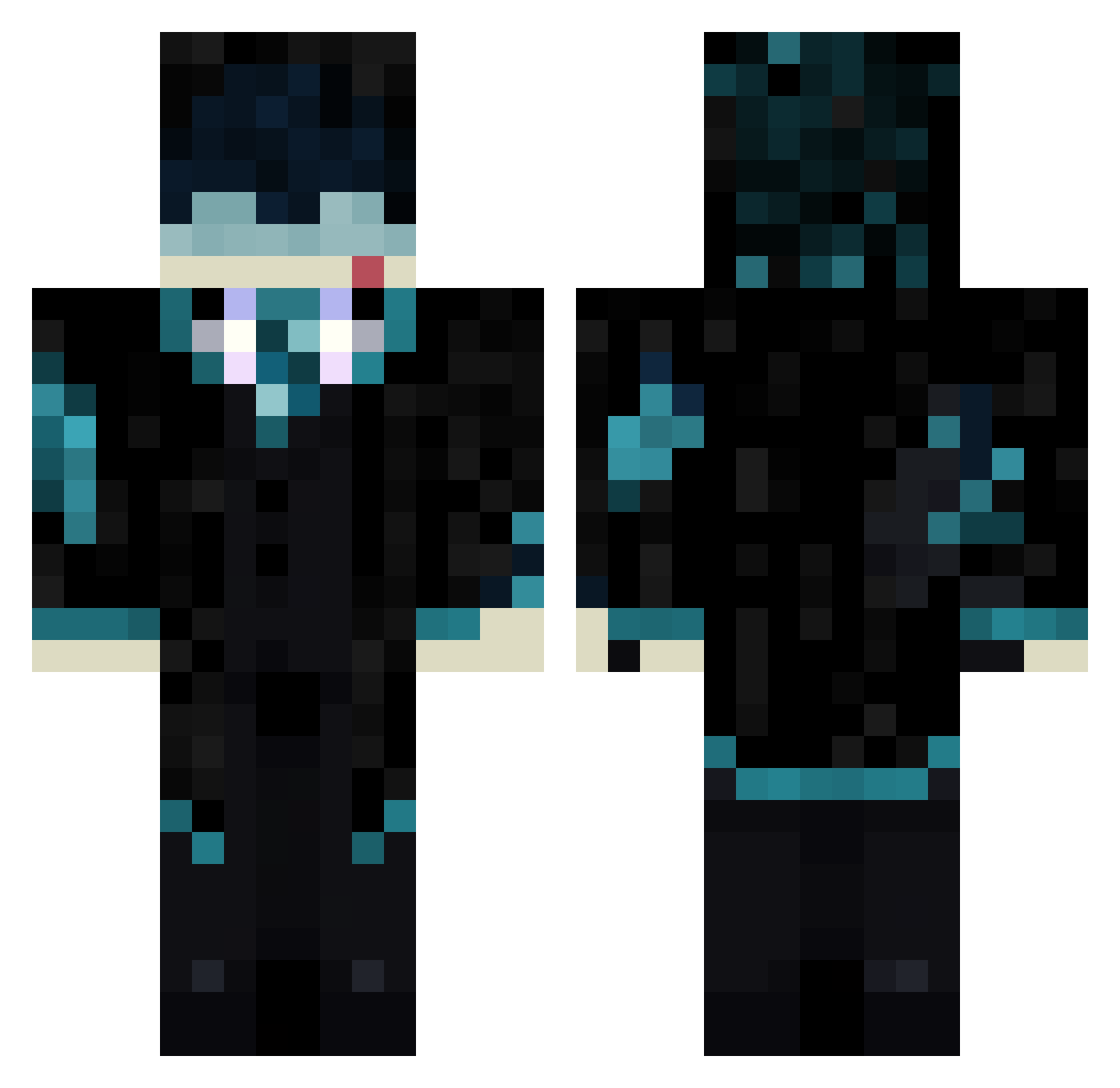 Deadliii Minecraft skin, front and back view