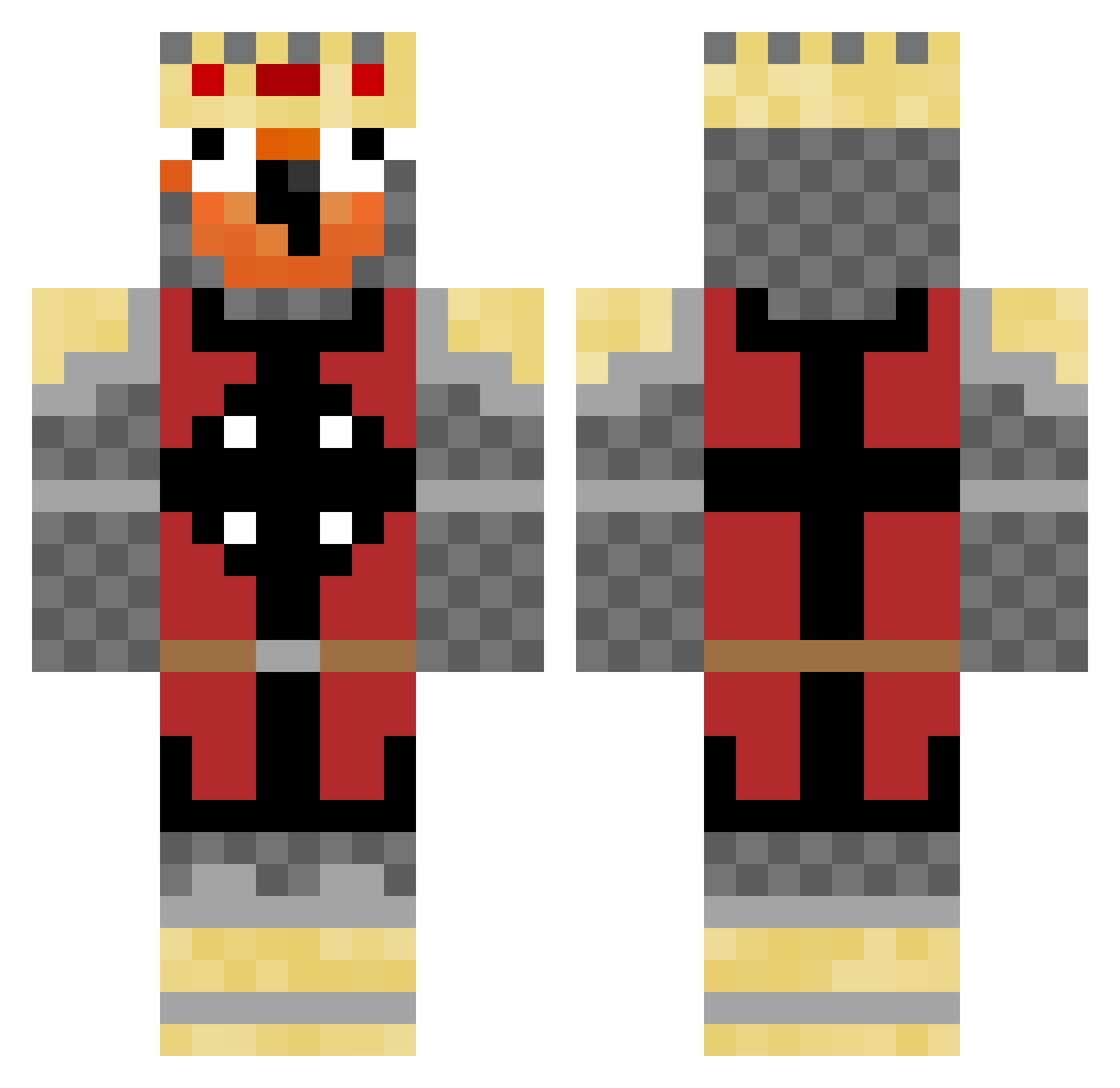 SunConure Minecraft skin, front and back view