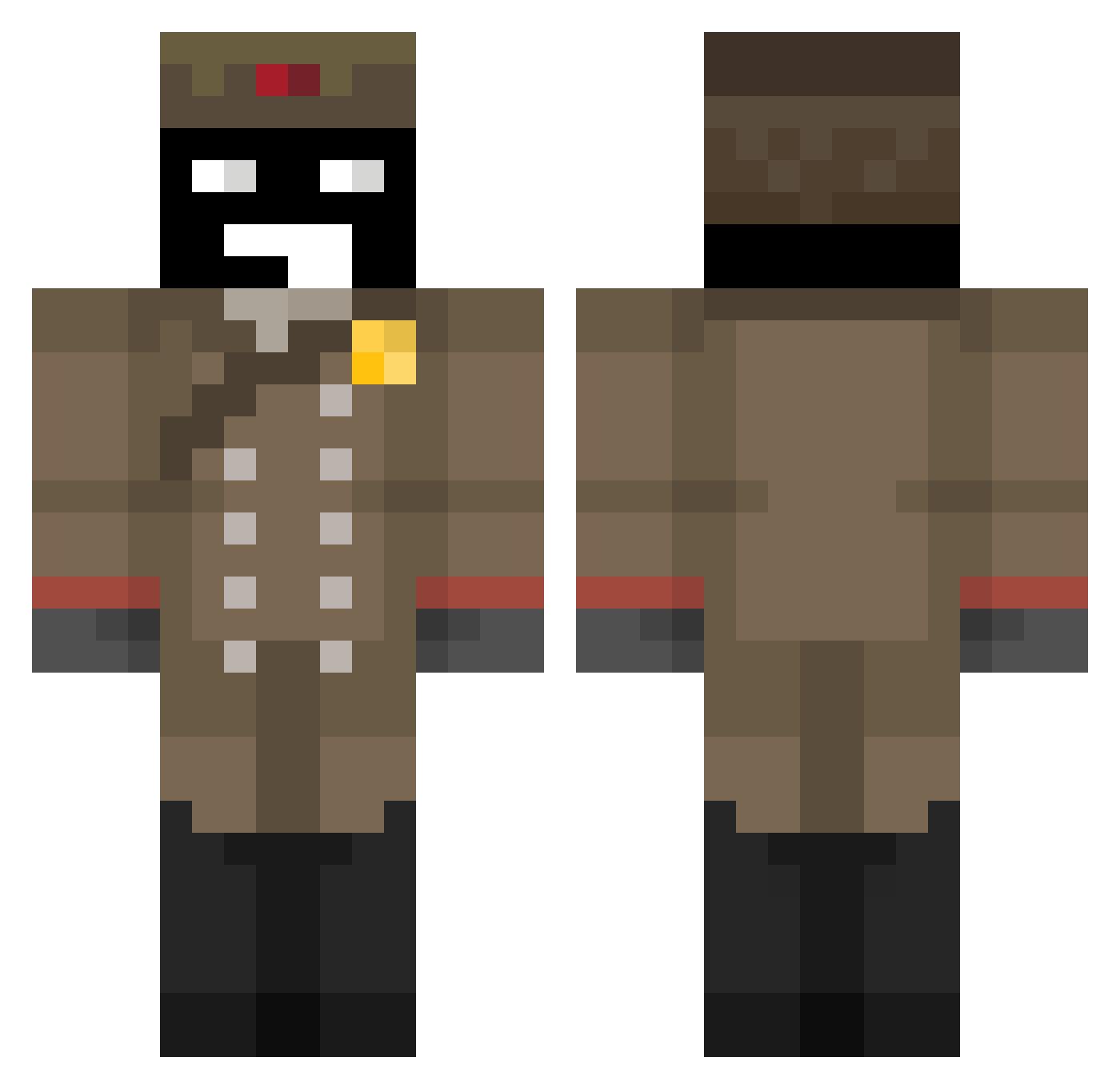 Mogical Minecraft skin, front and back view