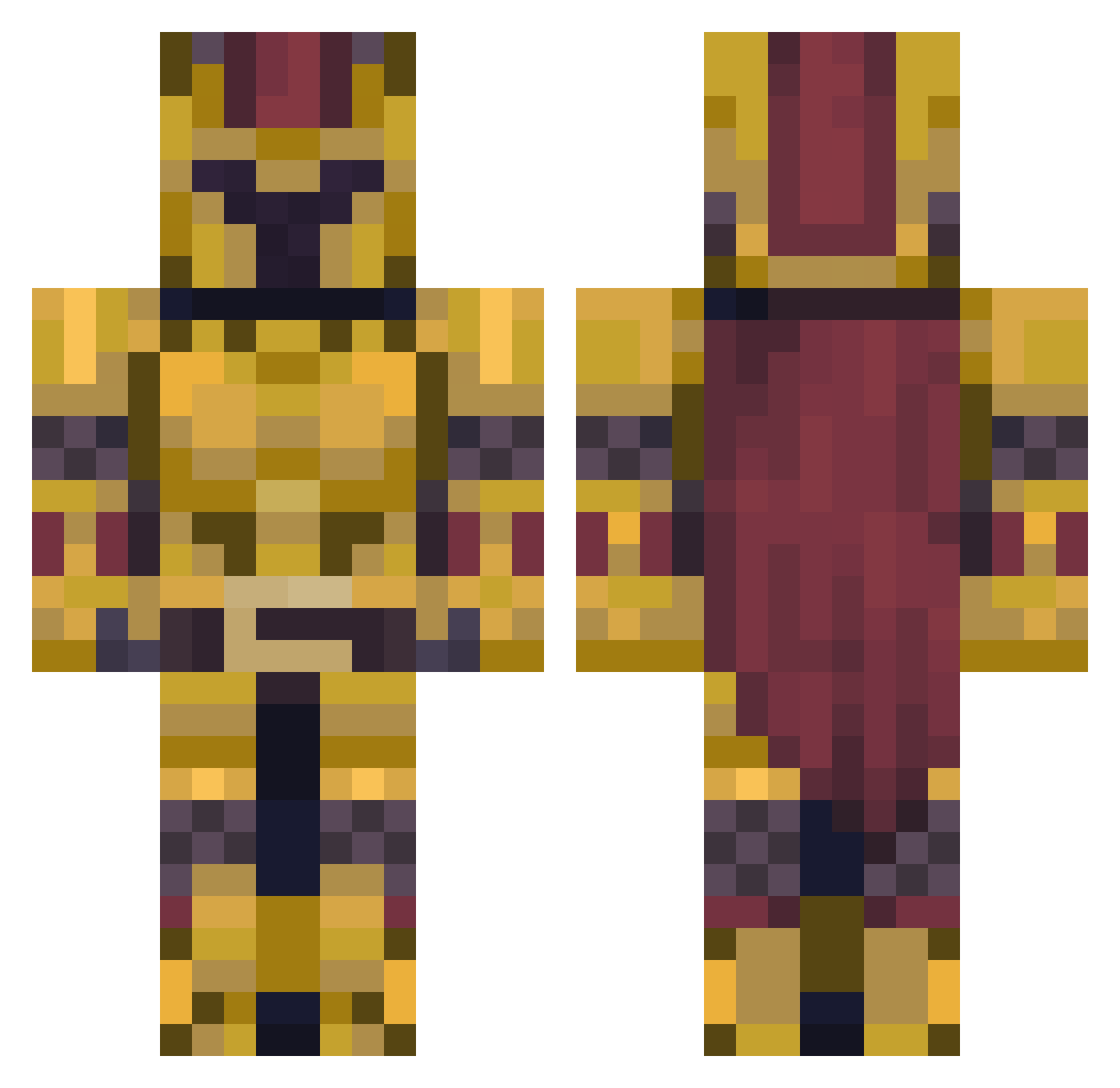 Solworm Minecraft skin, front and back view