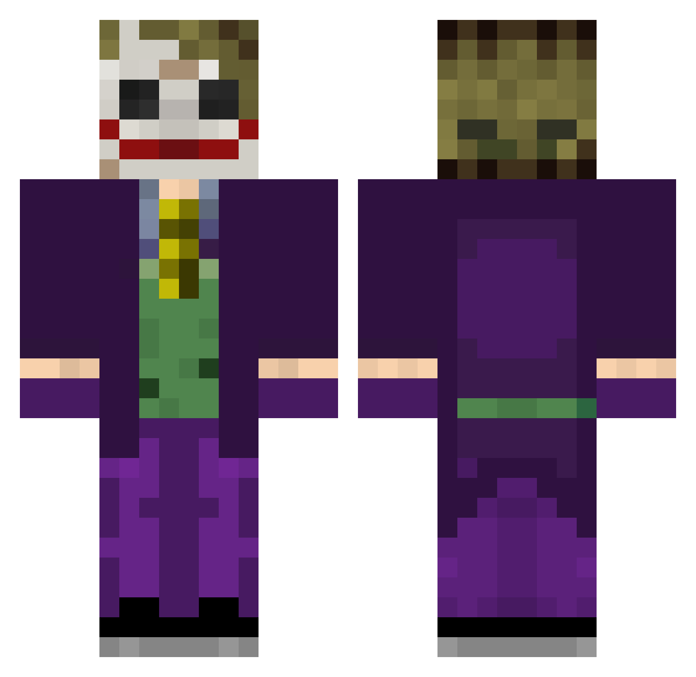 Endreman Minecraft skin, front and back view