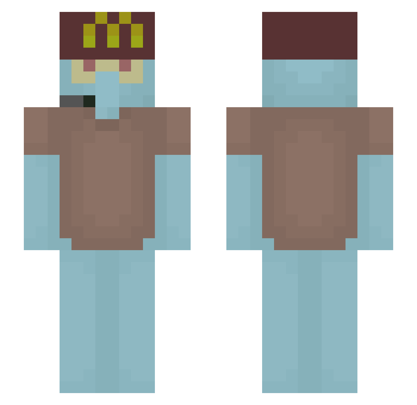 ManQv Minecraft skin, front and back view