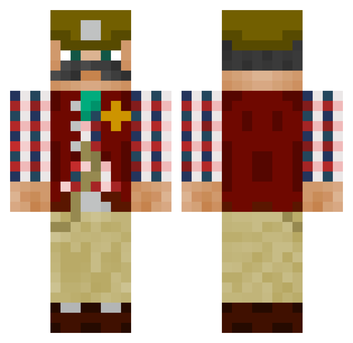ShepGod Minecraft skin, front and back view