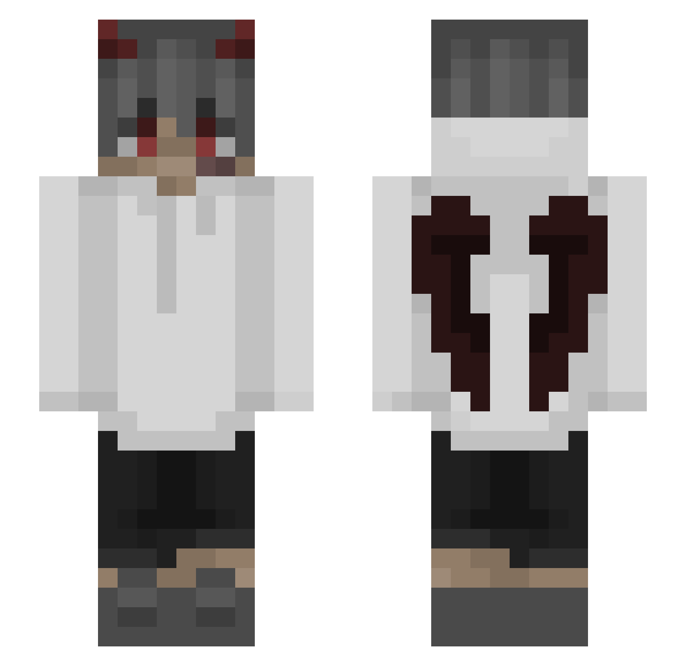Eriass Minecraft skin, front and back view