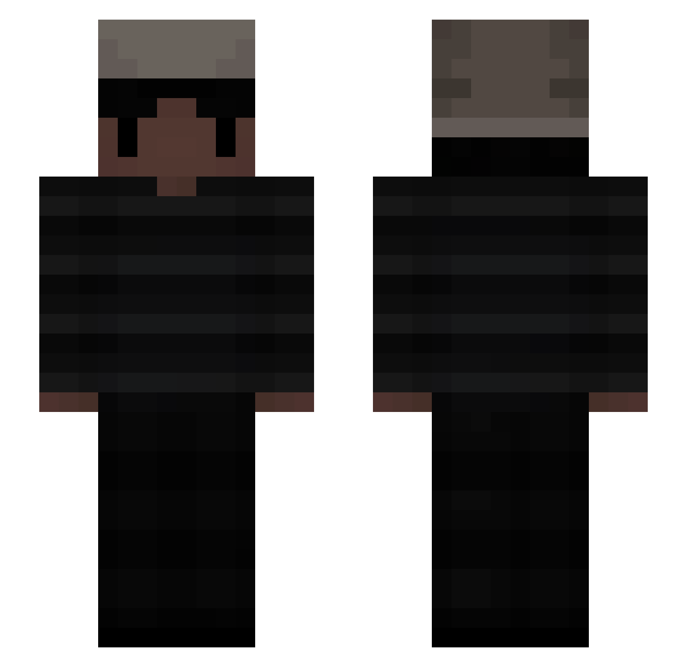 Plextora Minecraft skin, front and back view
