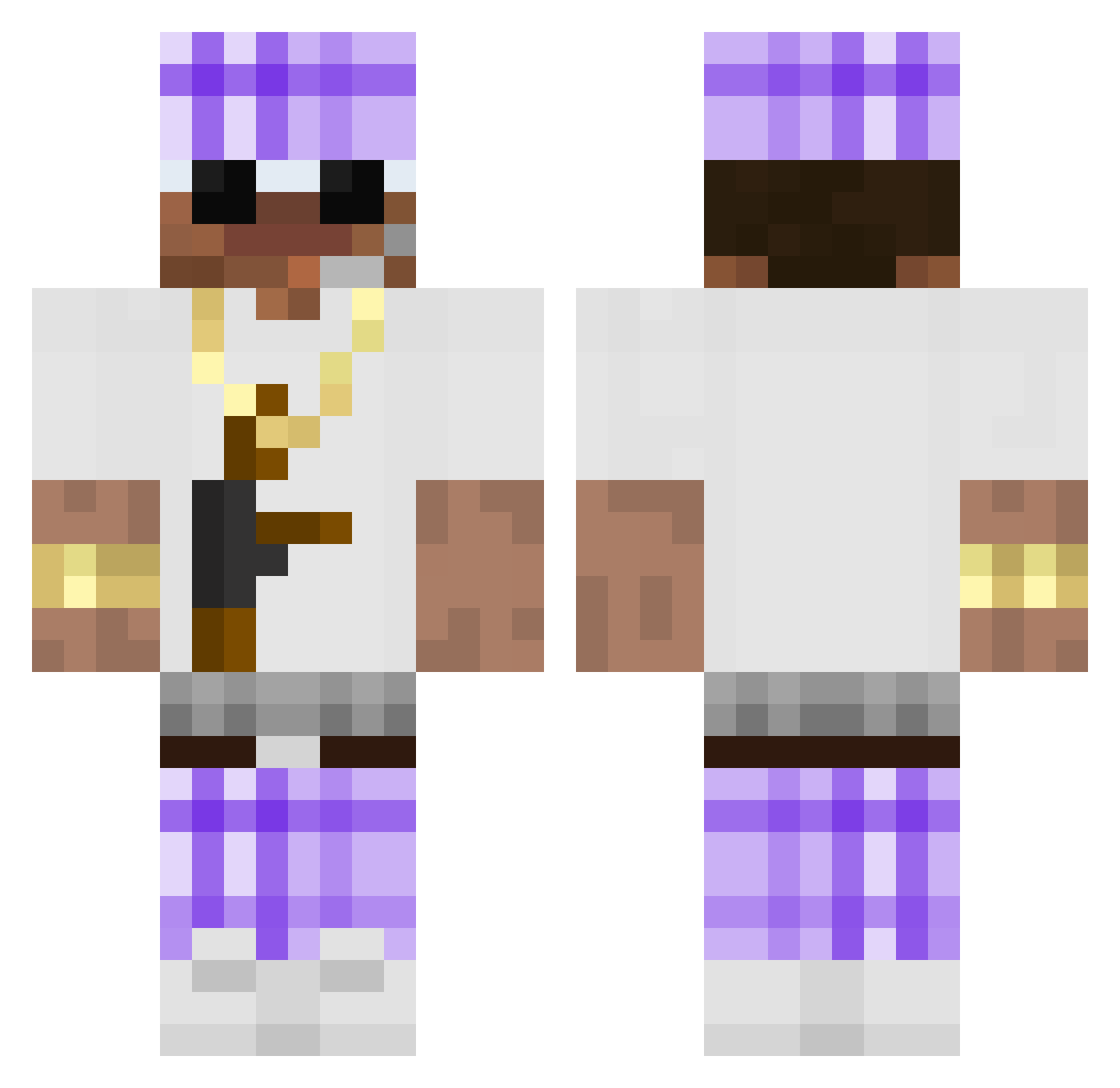 spreadlegs Minecraft skin, front and back view