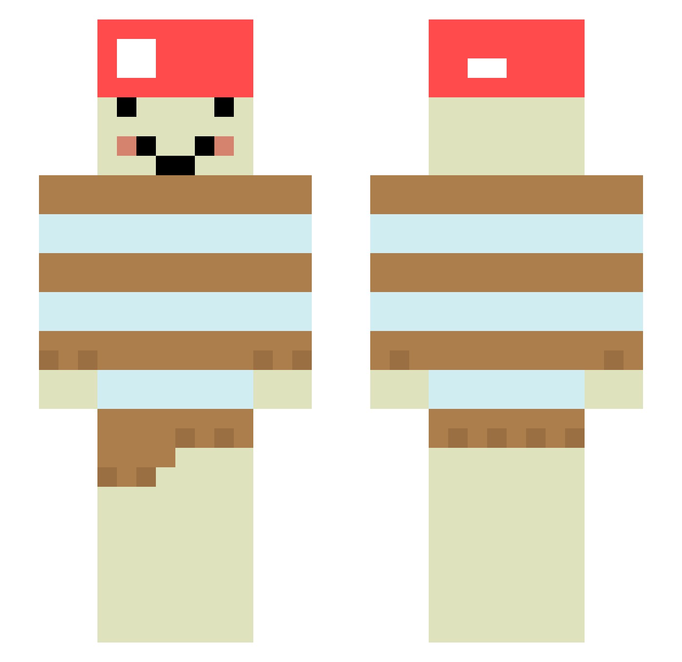 RealMushroom Minecraft skin, front and back view