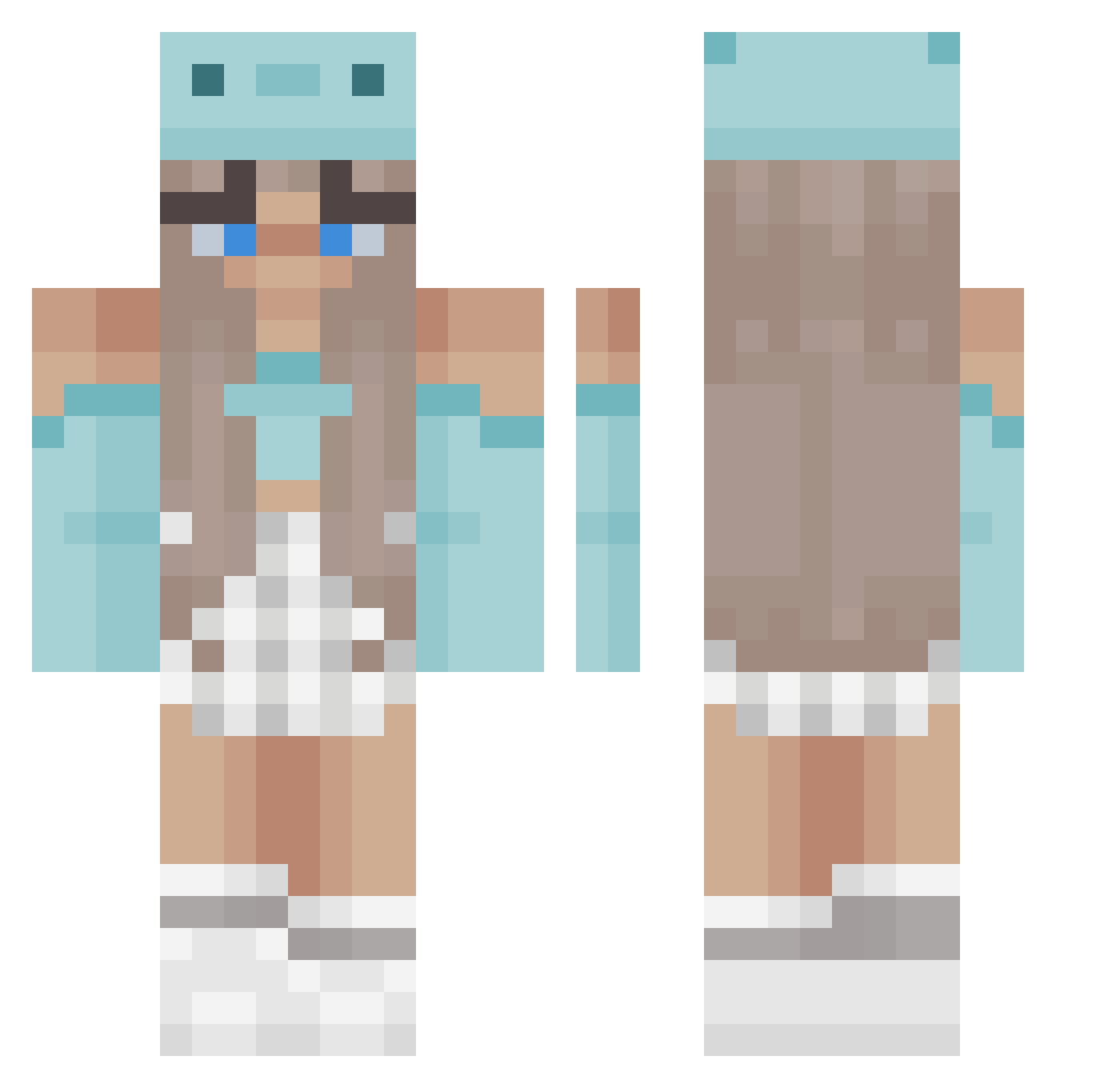LimitLessDupes Minecraft skin, front and back view