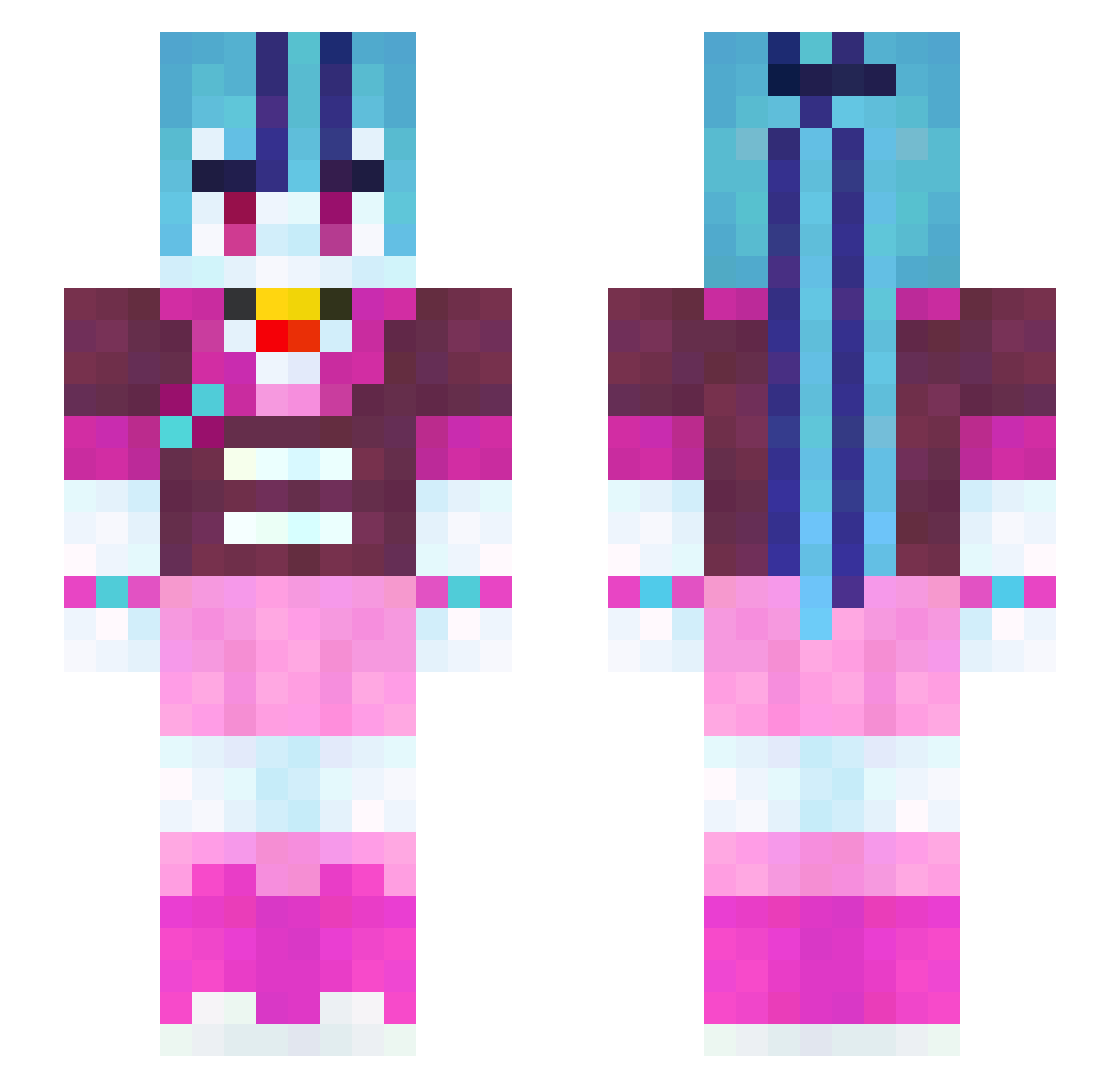 SquarerMoney845 Minecraft skin, front and back view
