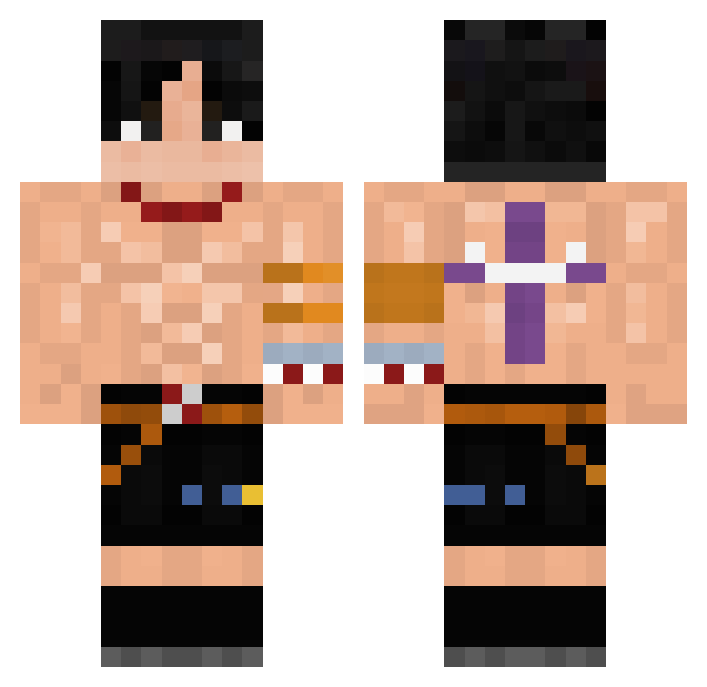 ButiTheWarrior Minecraft skin, front and back view