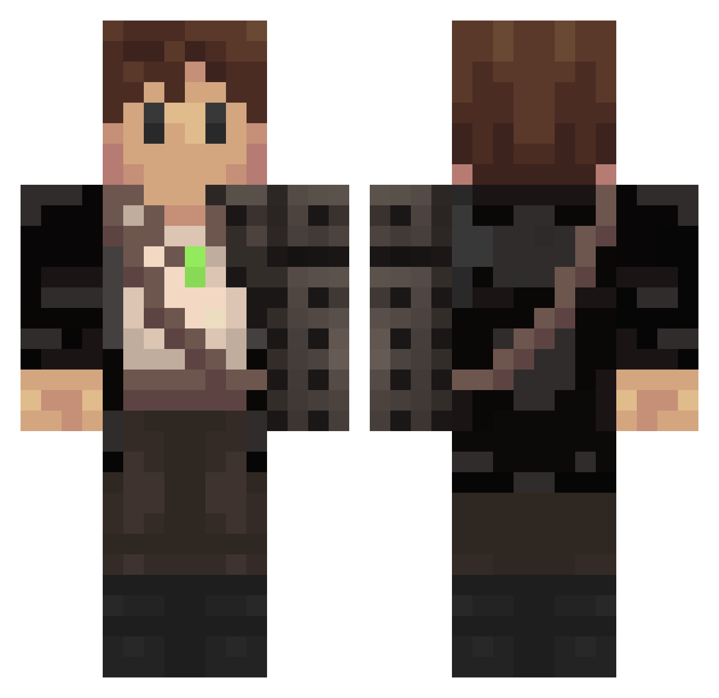Gumboots Minecraft skin, front and back view