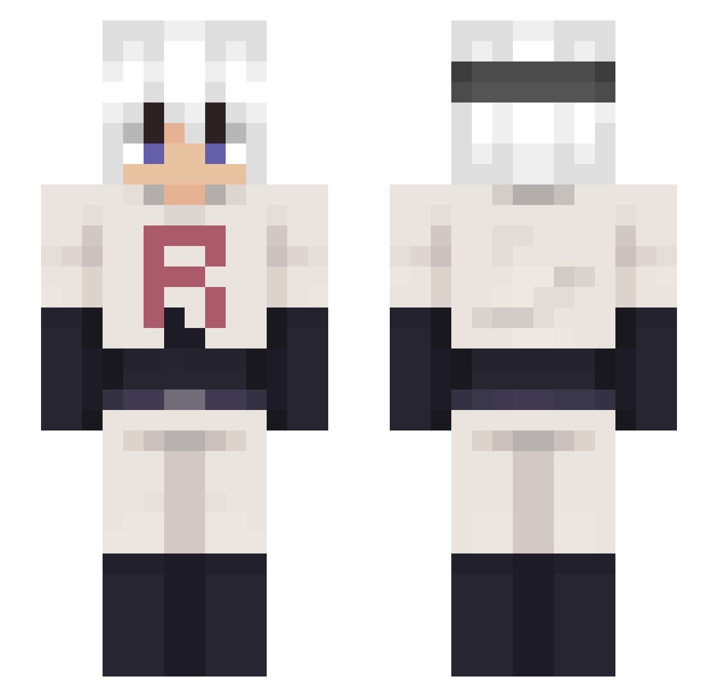 Kaii_o Minecraft skin, front and back view
