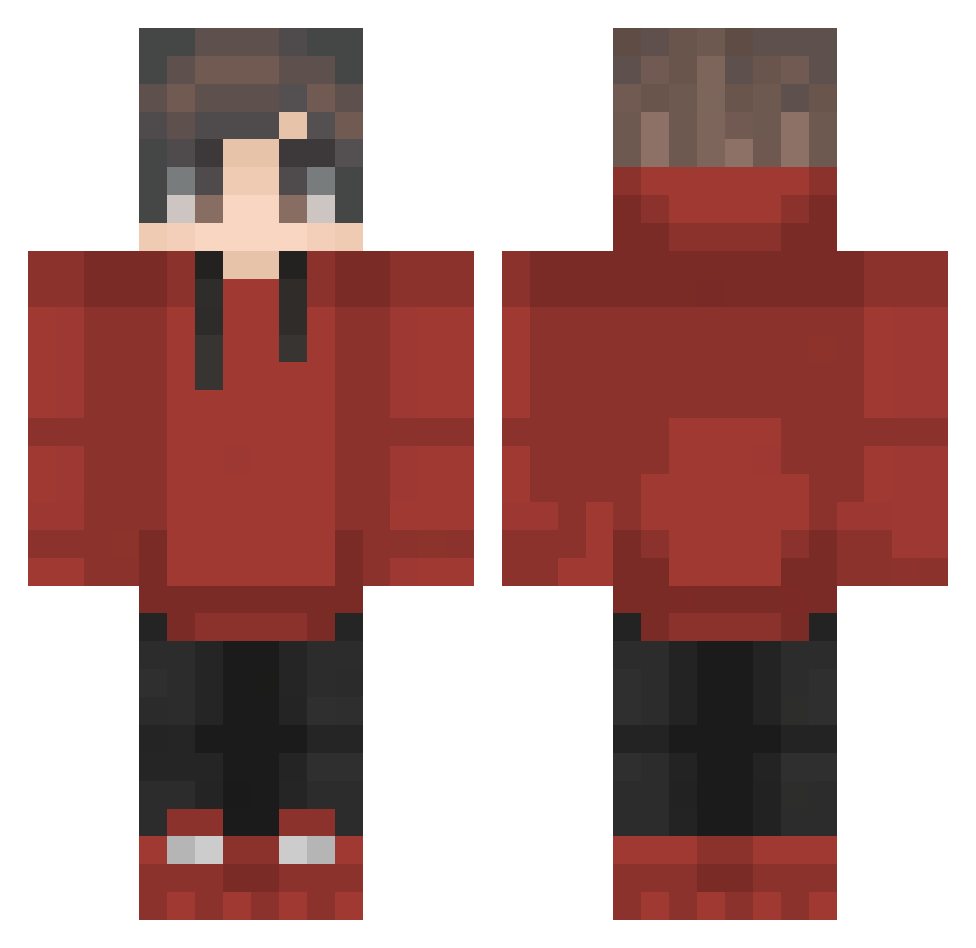 Pradeoo Minecraft skin, front and back view