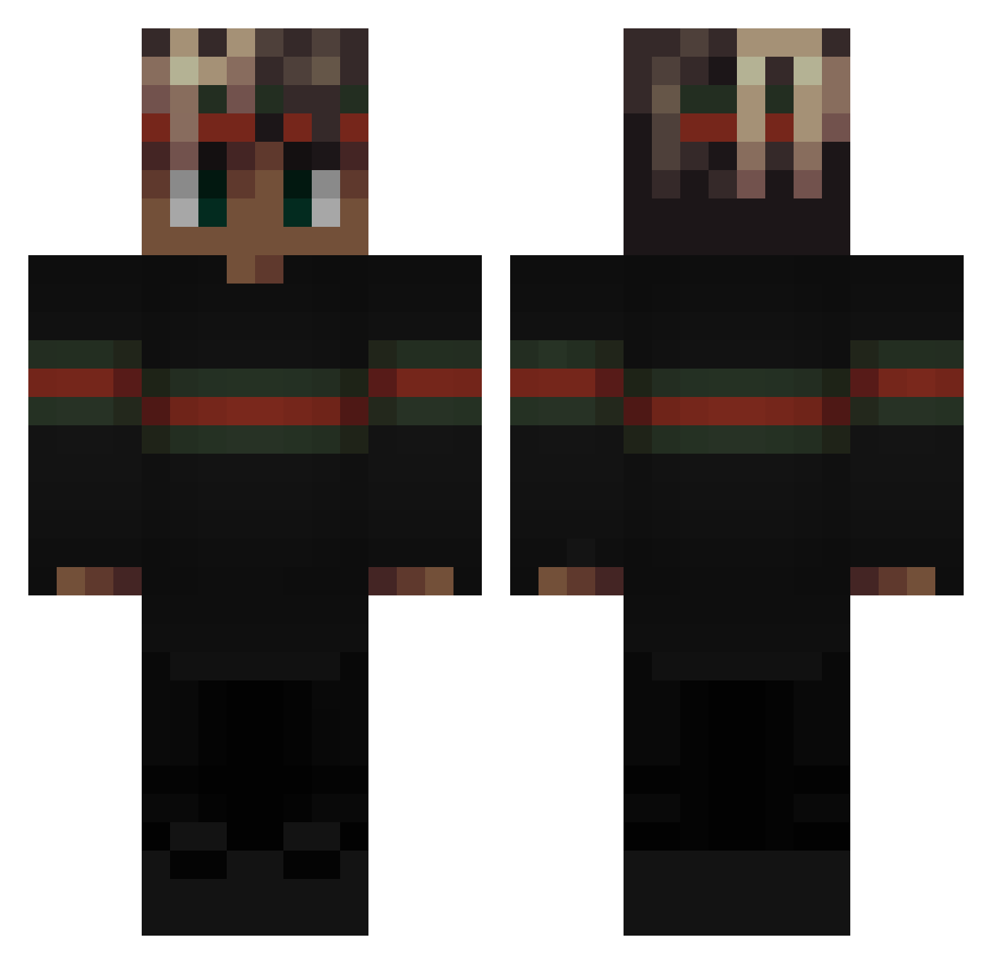 NoHaxJustTosteh Minecraft skin, front and back view