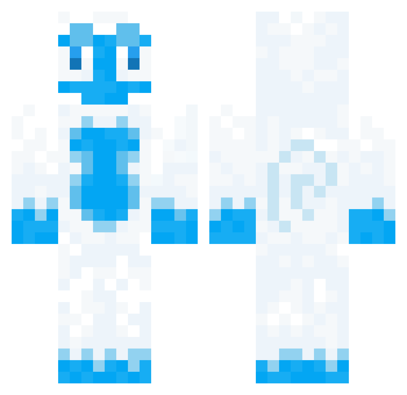 IceHack768 Minecraft skin, front and back view