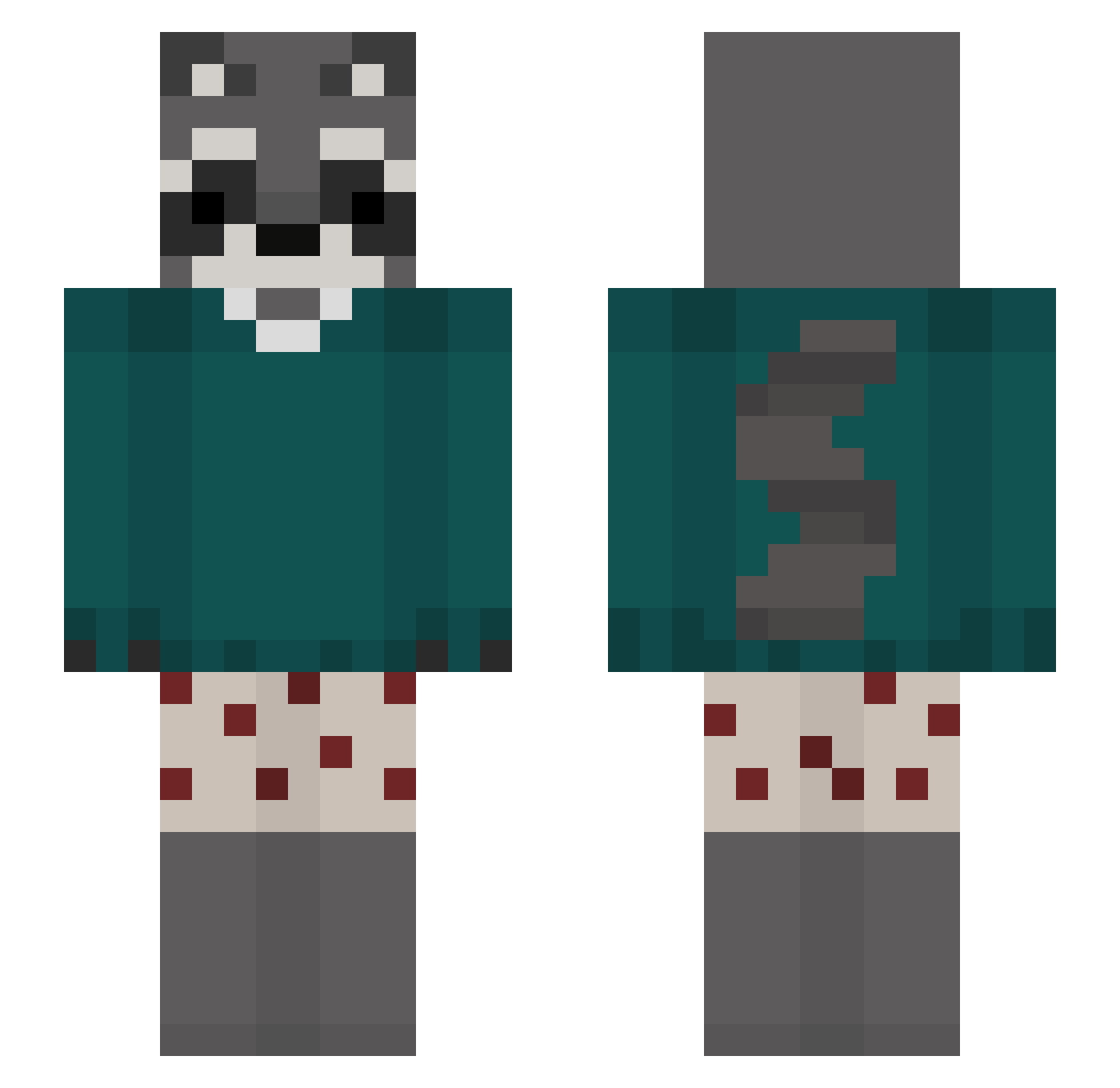 danukie Minecraft skin, front and back view