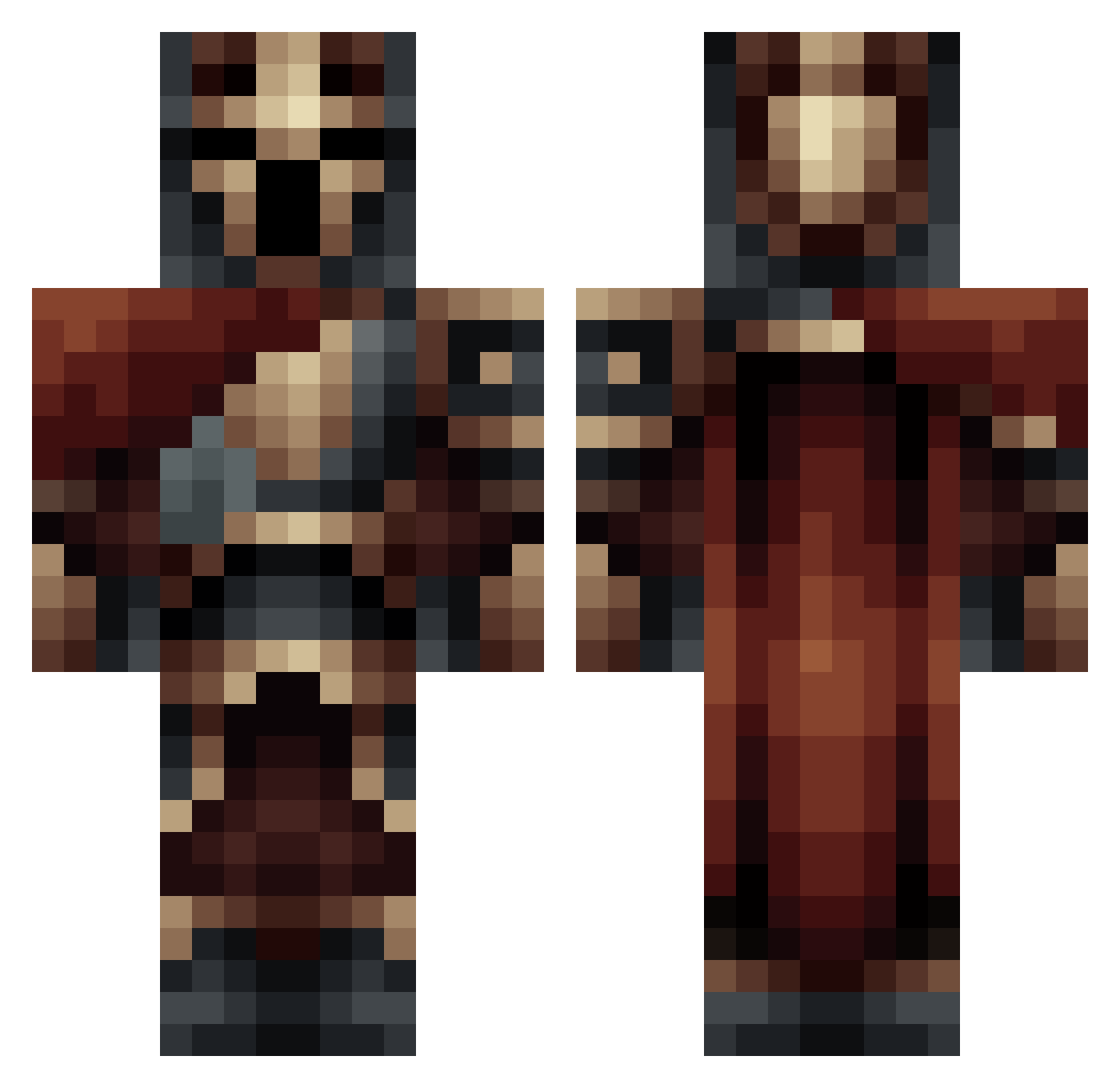 Zekross Minecraft skin, front and back view