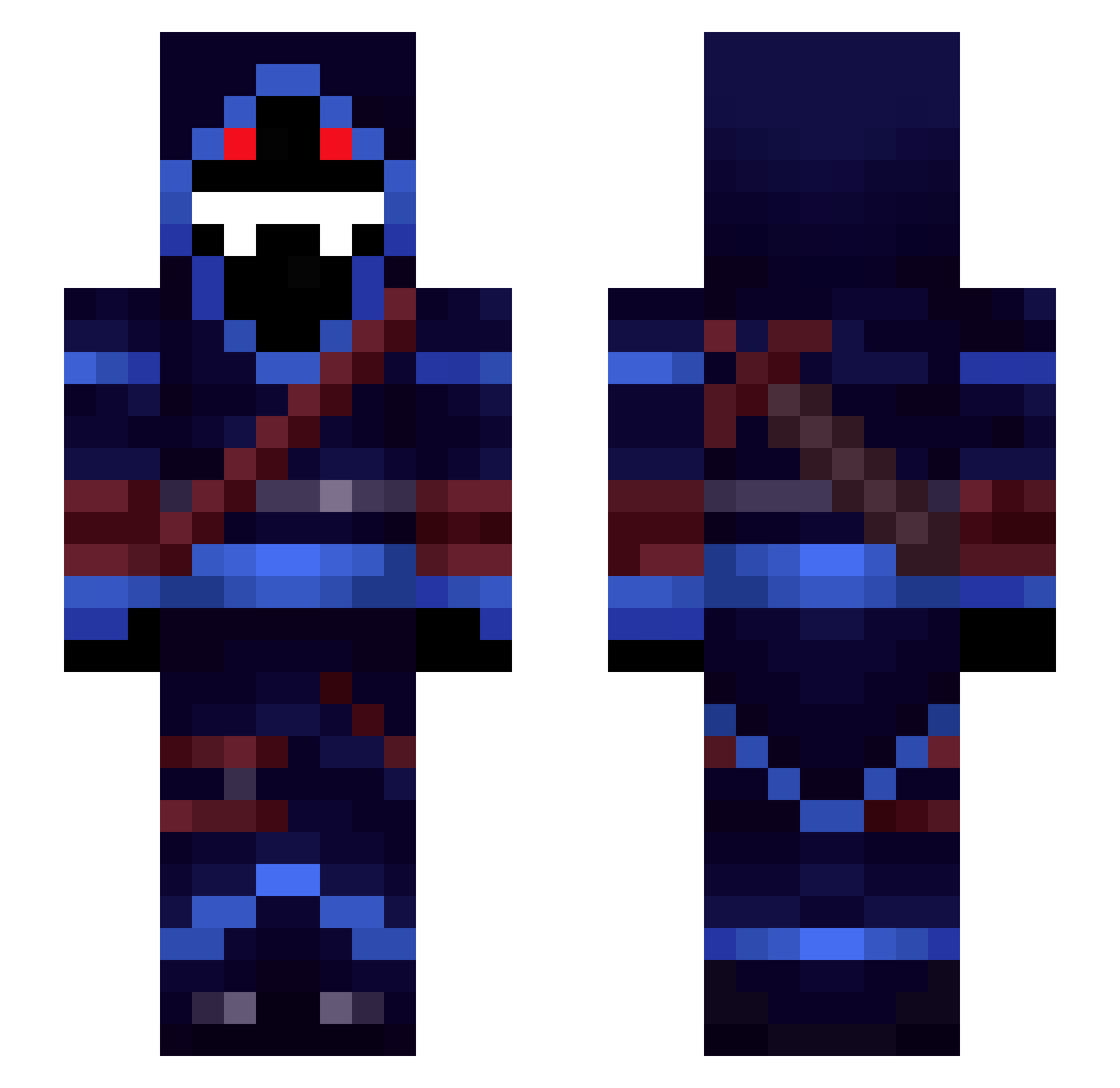 Thievil Minecraft skin, front and back view