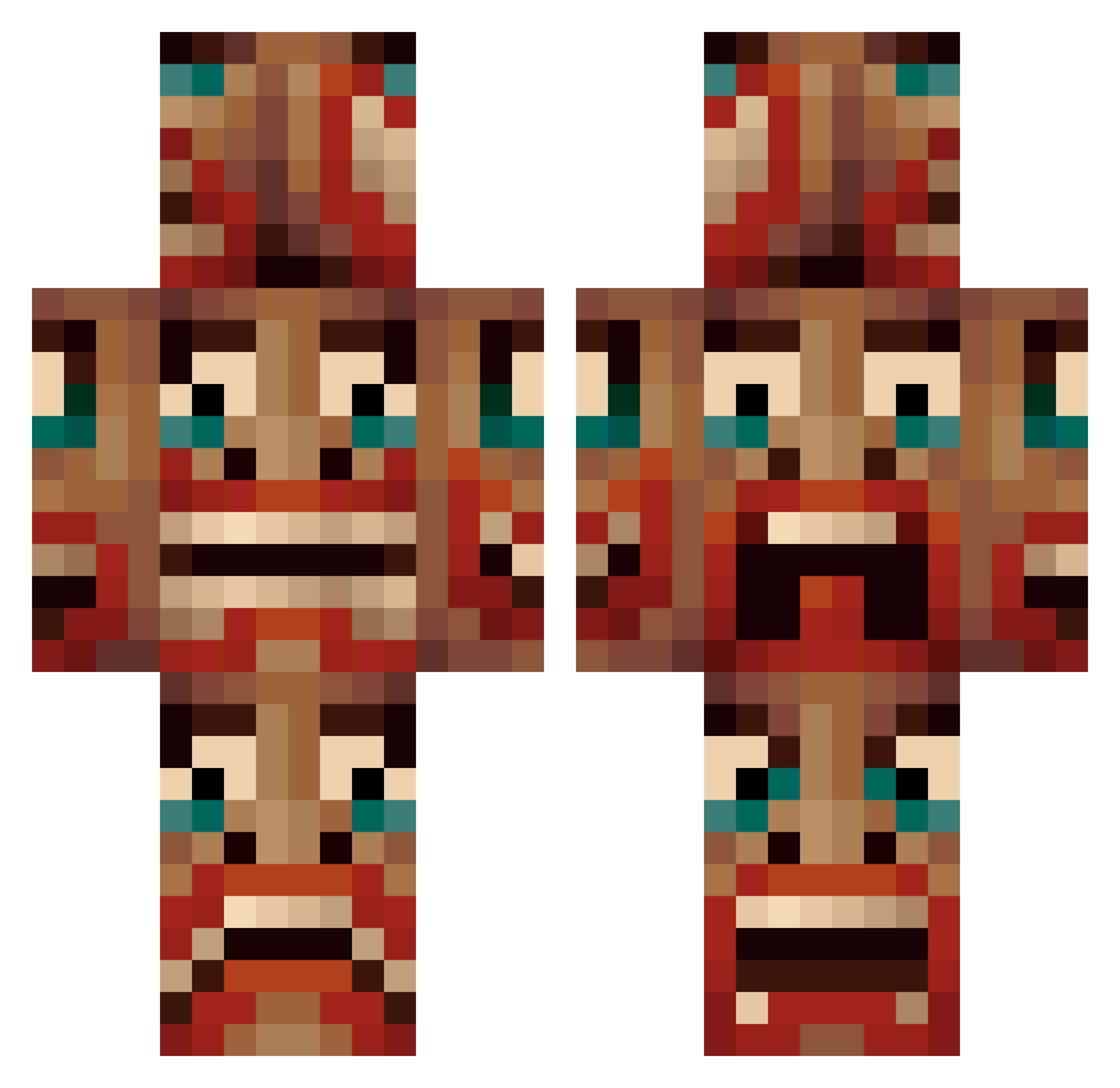 Fezzow Minecraft skin, front and back view
