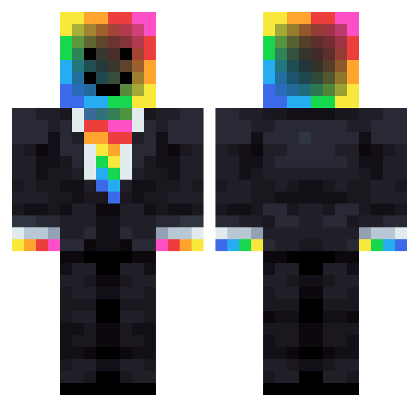 RGB_VIRUS Minecraft skin, front and back view