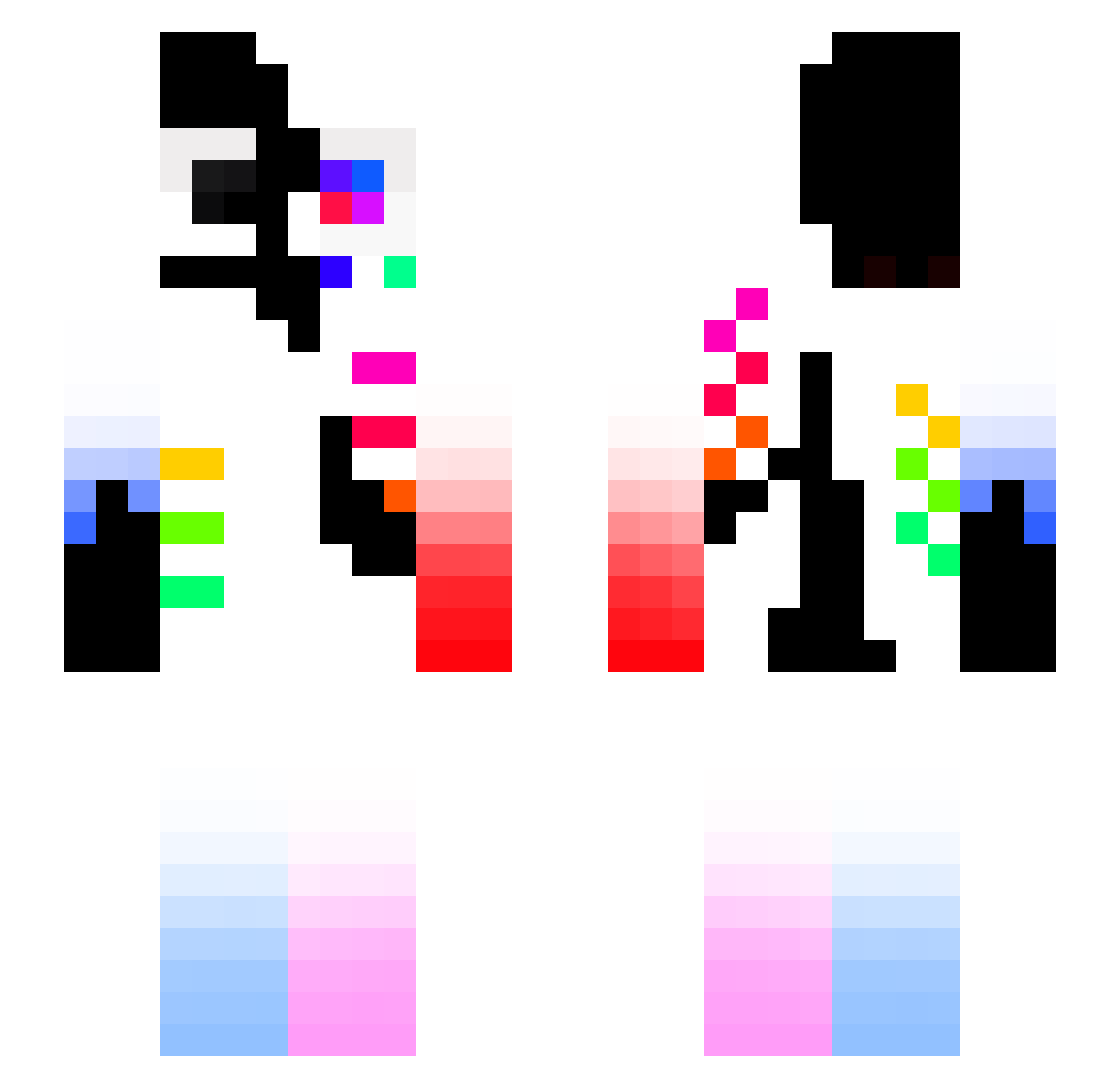 Siren_Axon Minecraft skin, front and back view