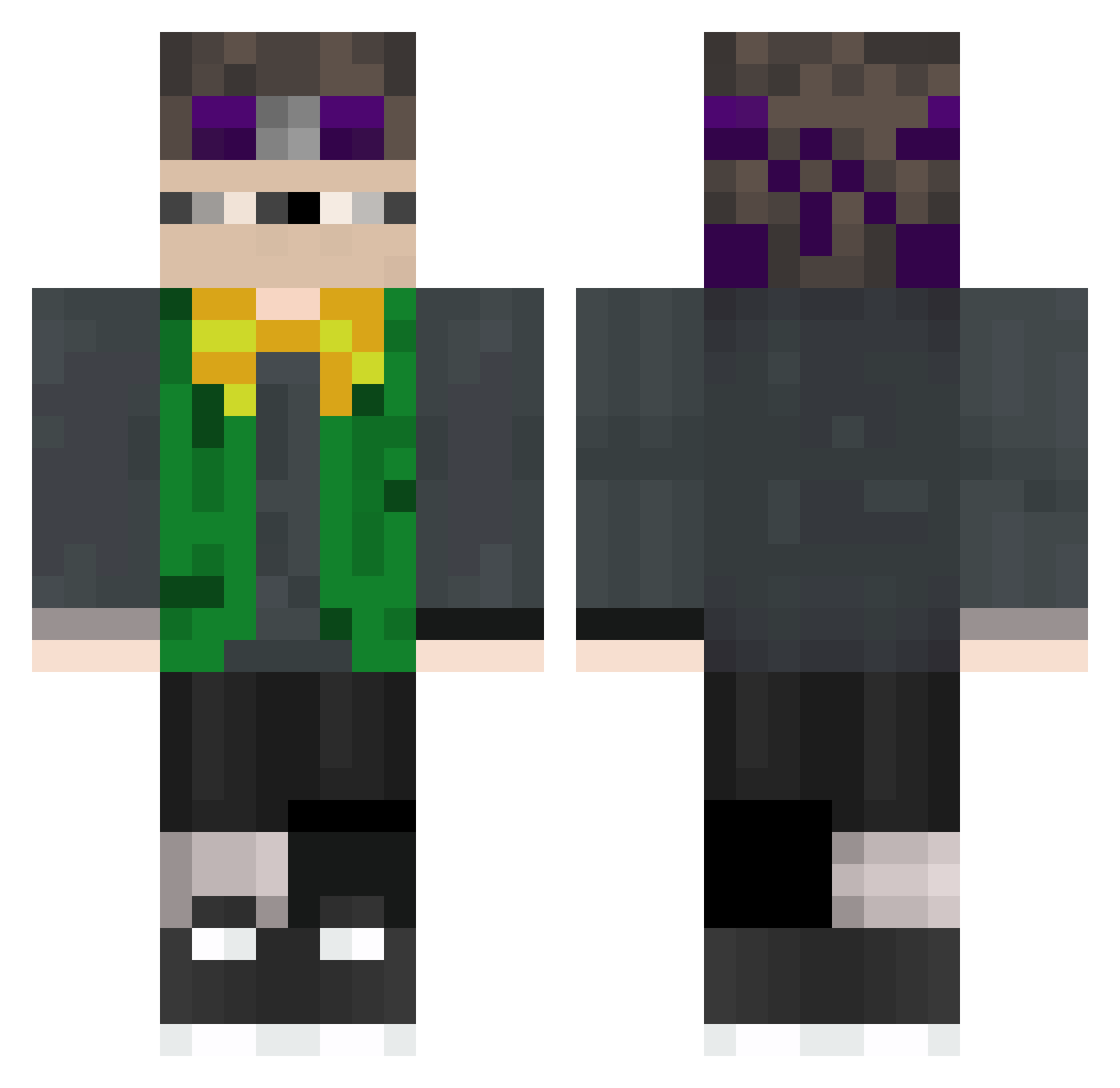 V3RTICE3 Minecraft skin, front and back view