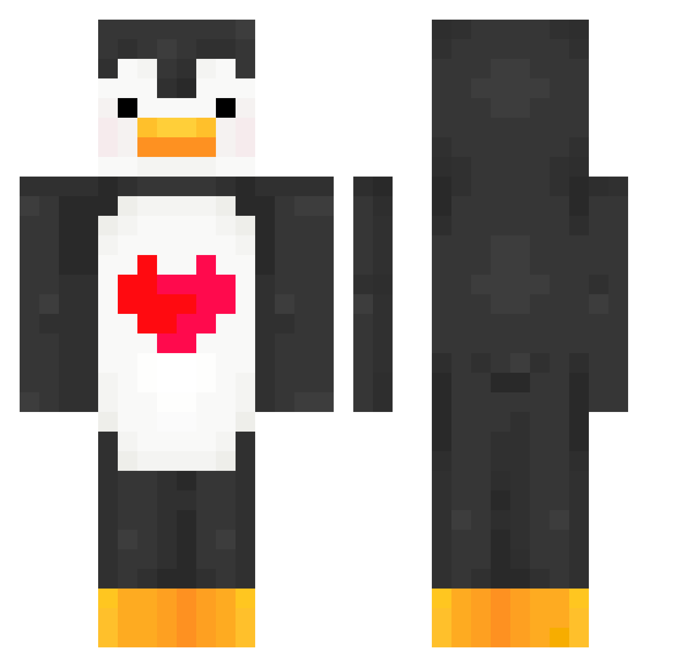 Wilkdow Minecraft skin, front and back view