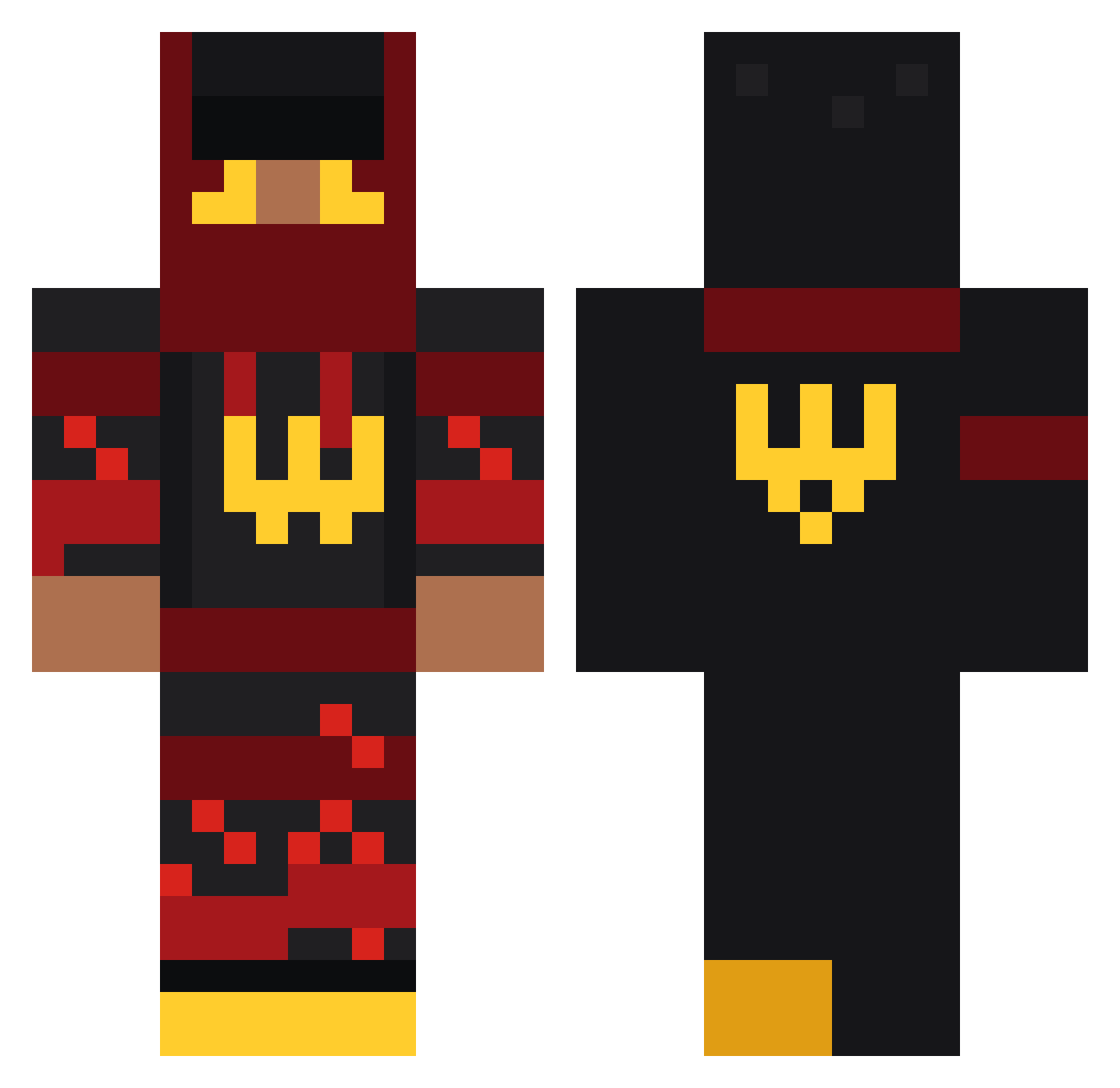 WobblyxYT Minecraft skin, front and back view