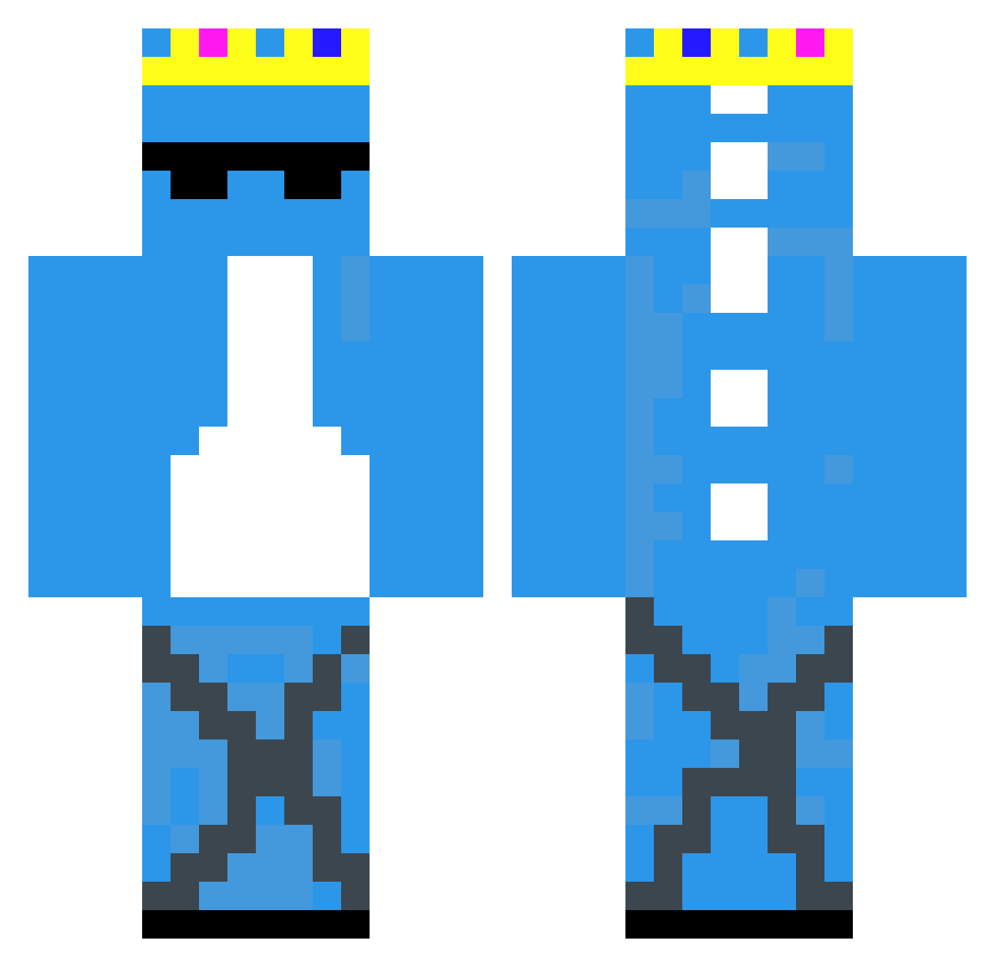 BareEnBlaaDino Minecraft skin, front and back view