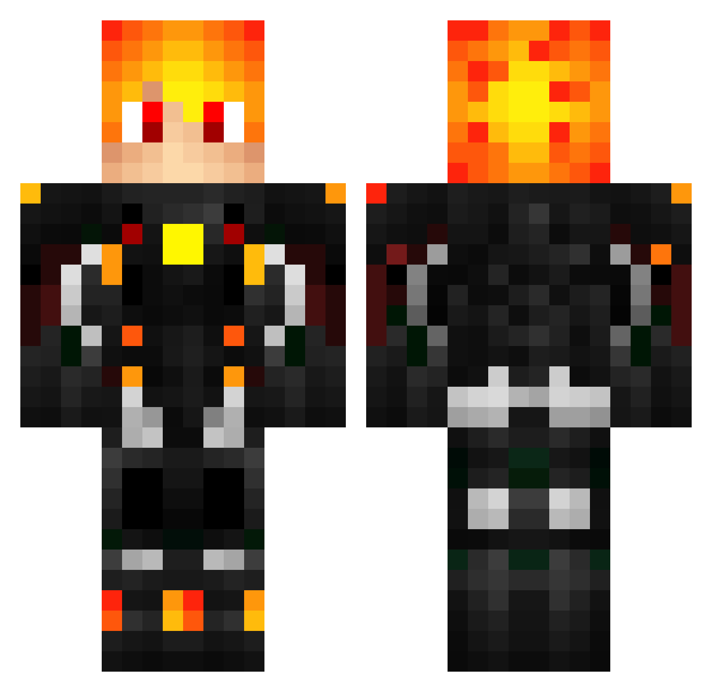 FlameZPin Minecraft skin, front and back view