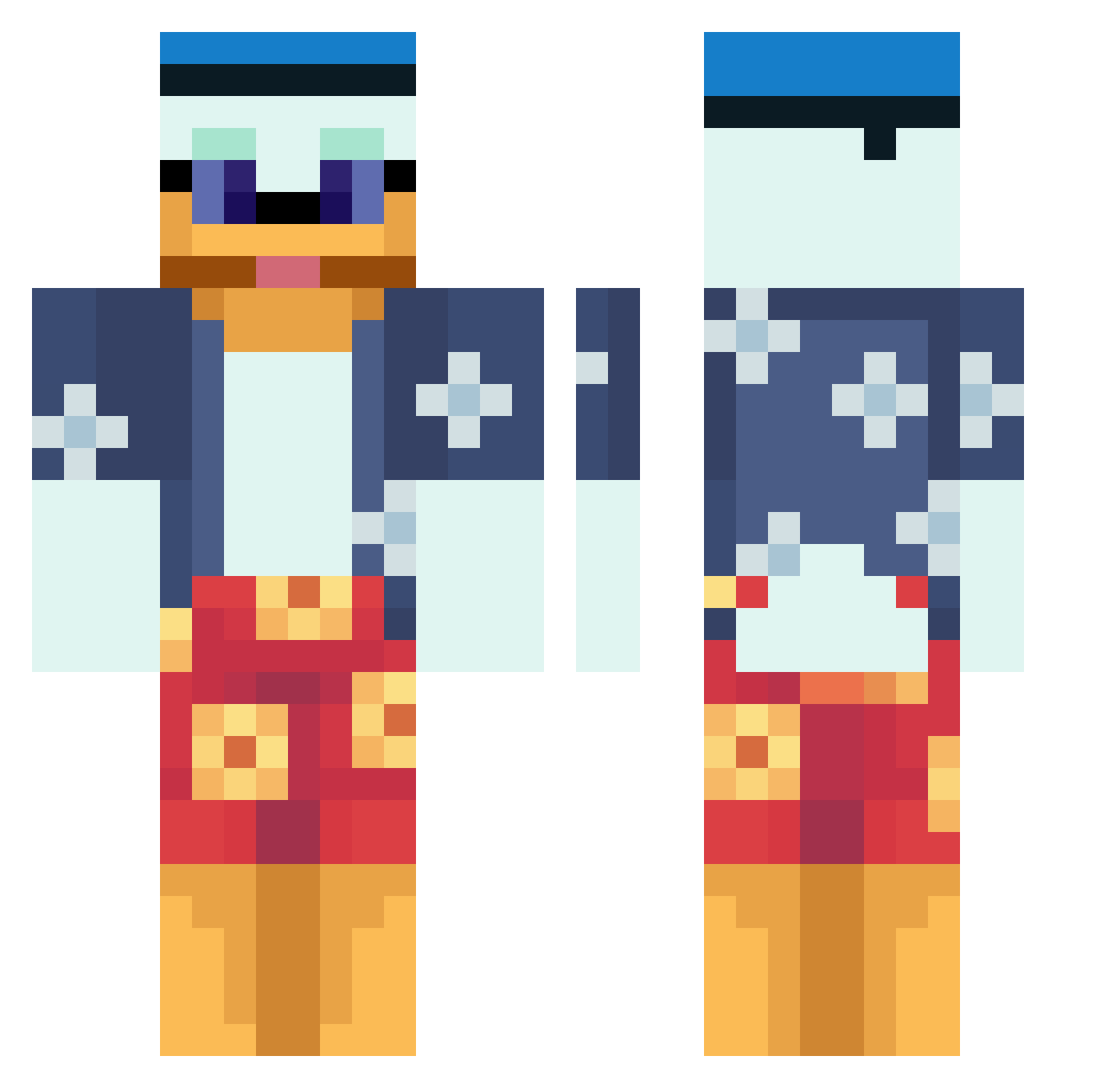 alewalley Minecraft skin, front and back view