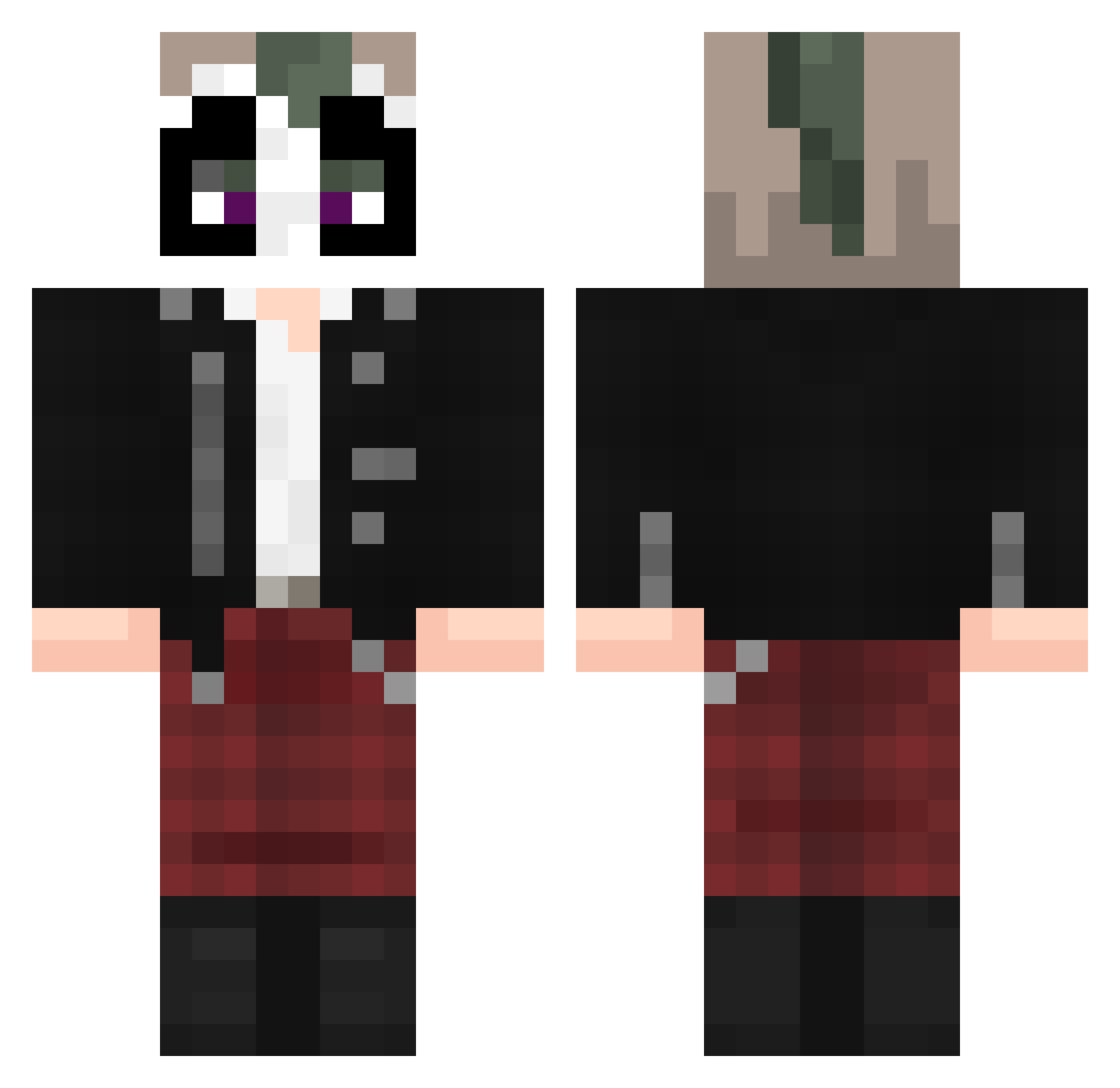 caustless Minecraft skin, front and back view