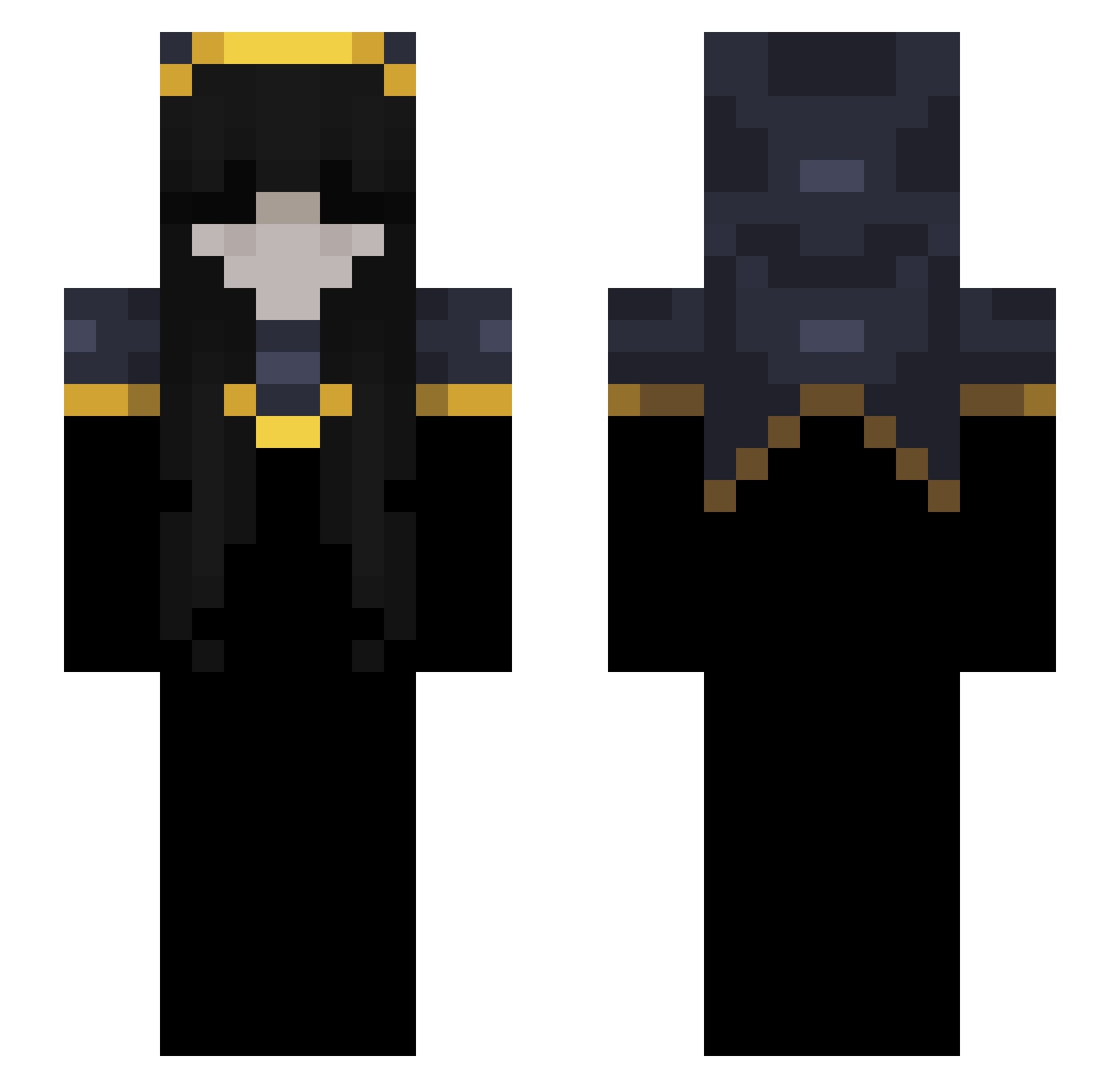 Mechawolf Minecraft skin, front and back view