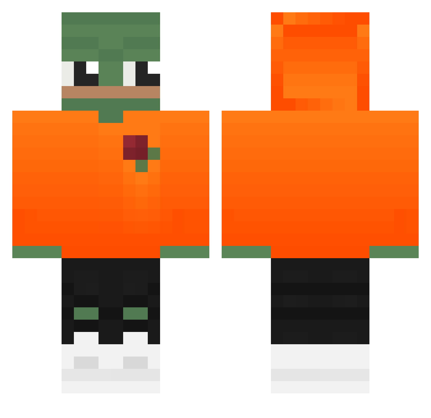 DeInlz Minecraft skin, front and back view