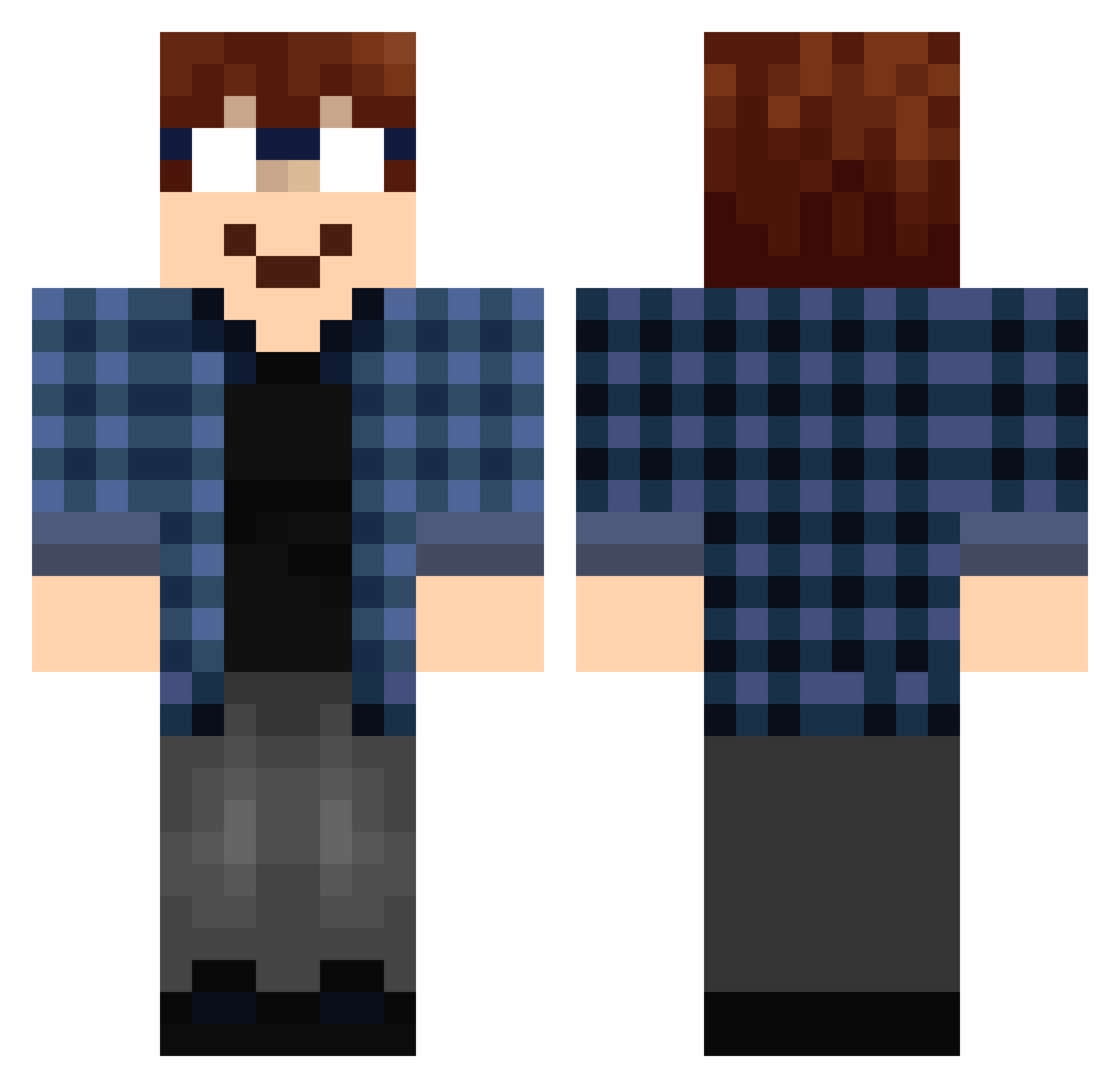 W0nderChild Minecraft skin, front and back view