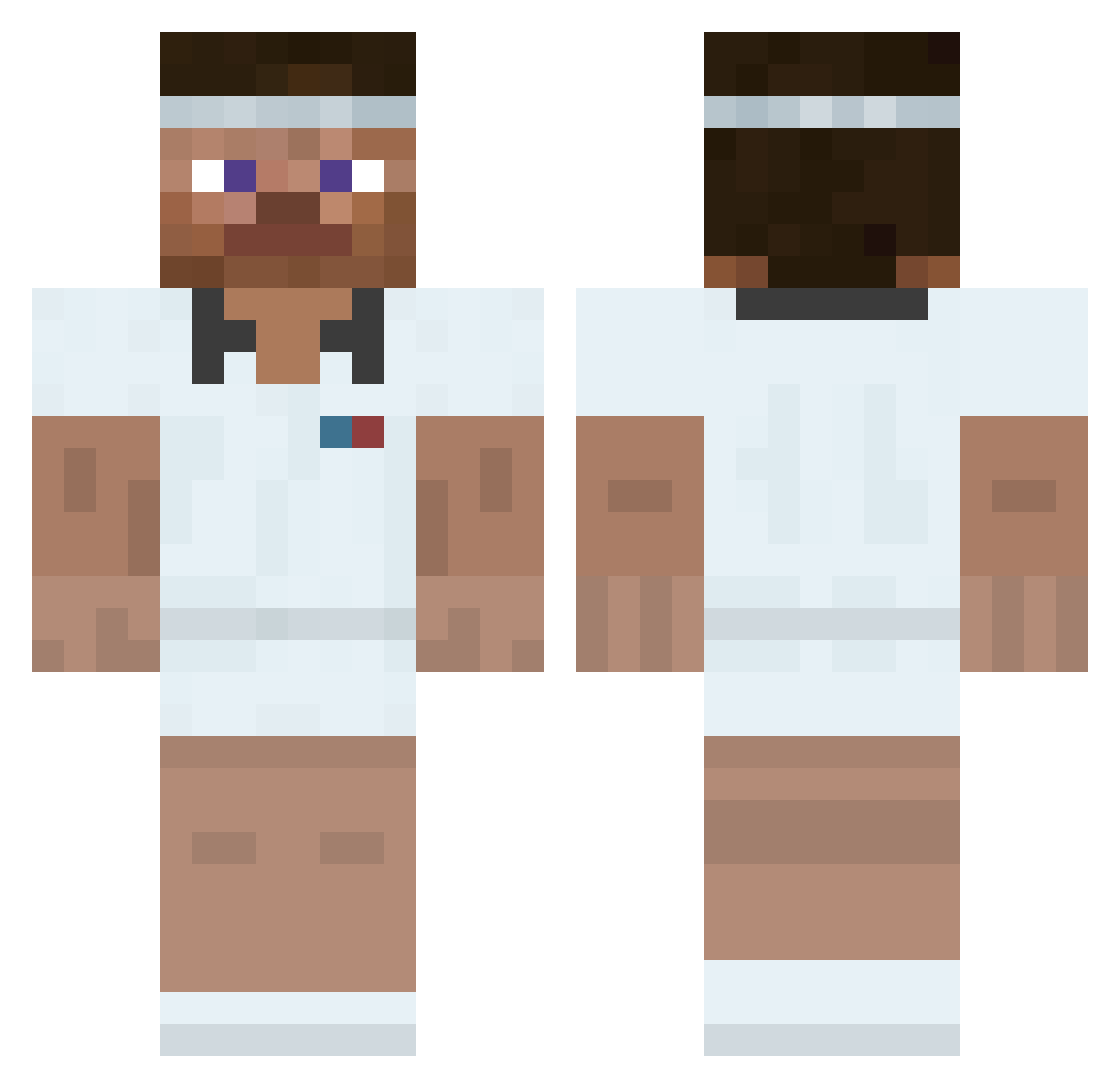 Peteca Minecraft skin, front and back view