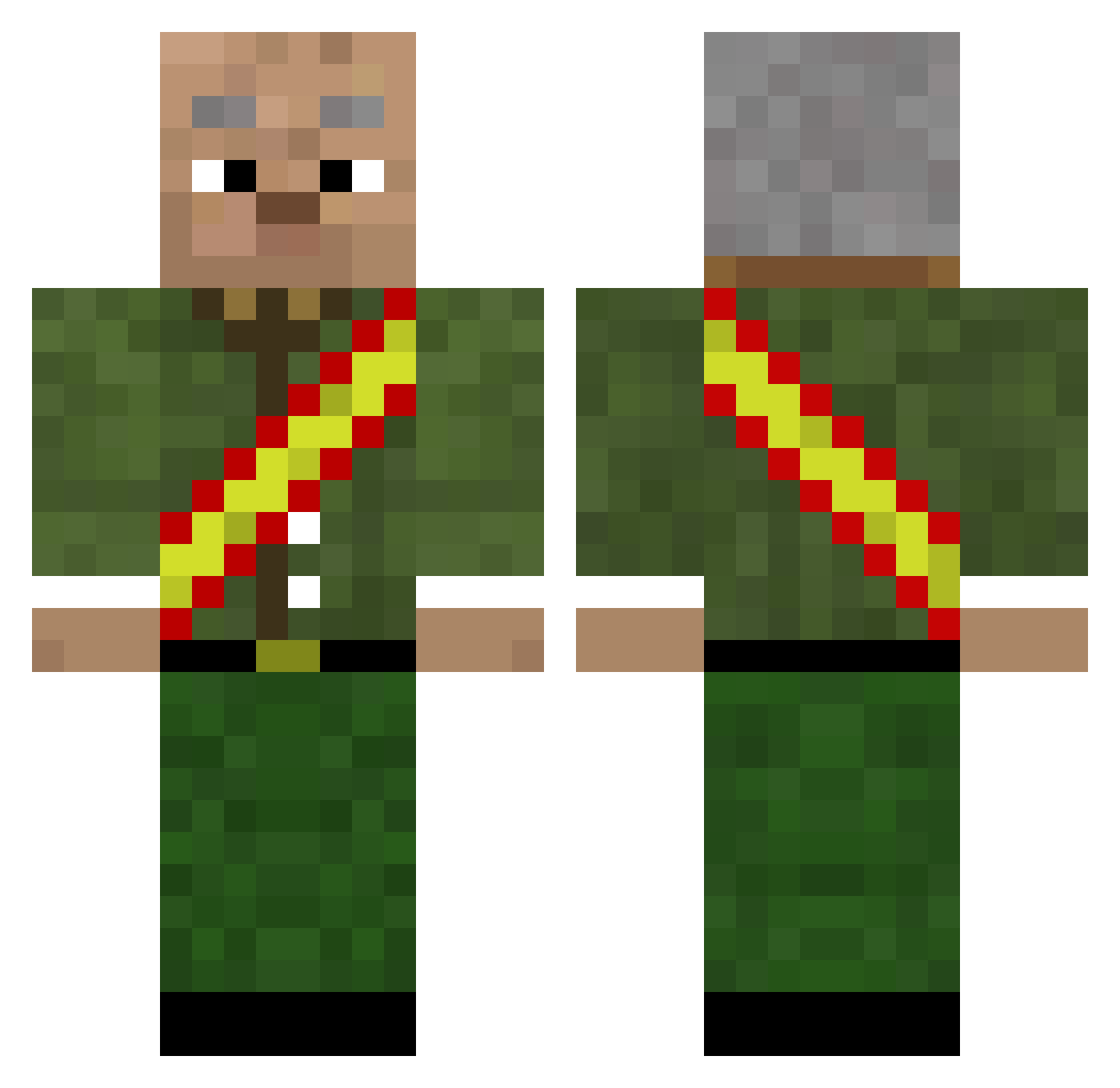 XurGBas Minecraft skin, front and back view
