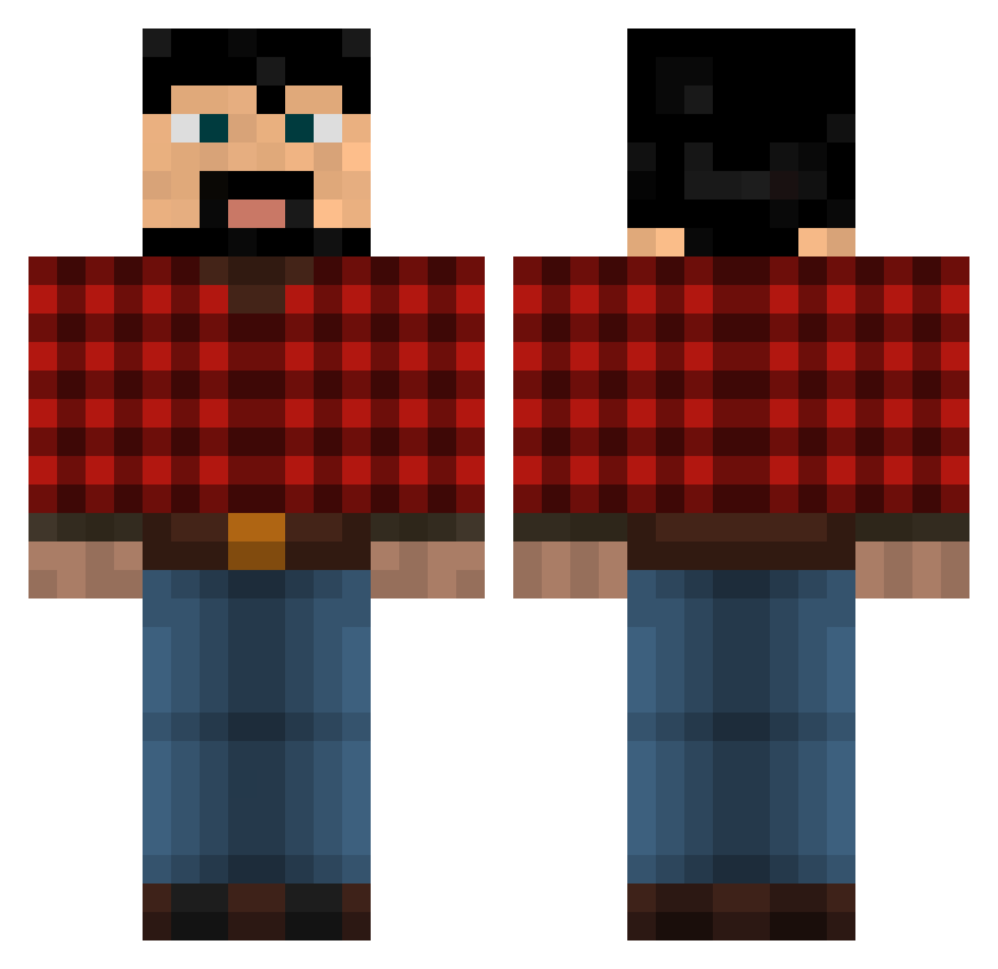Skycryck Minecraft skin, front and back view