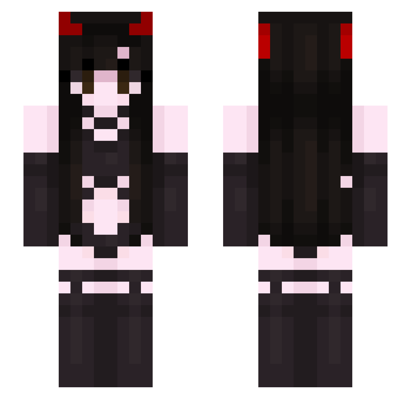 SinisterStalker Minecraft skin, front and back view