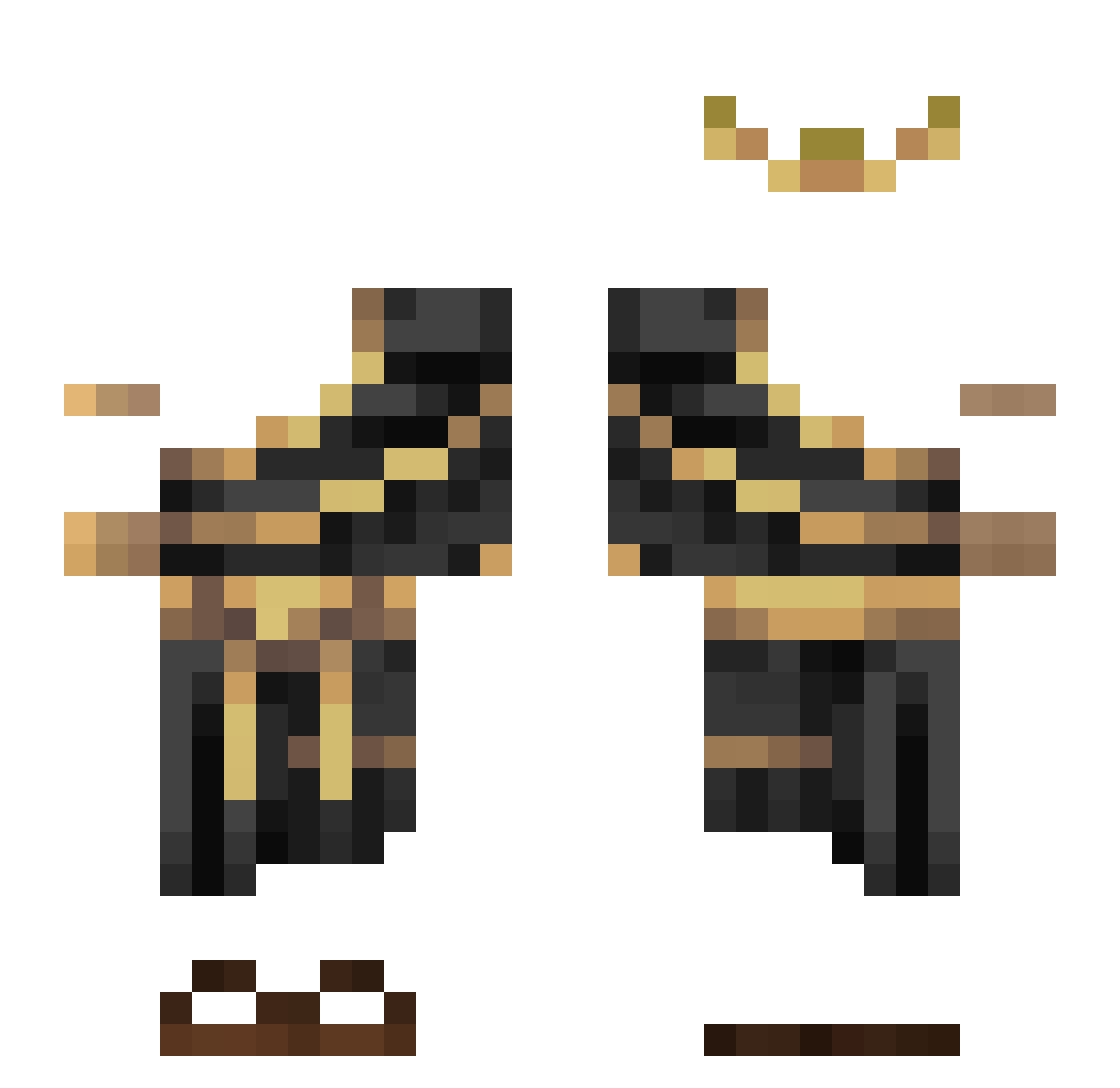 BlackManace Minecraft skin, front and back view