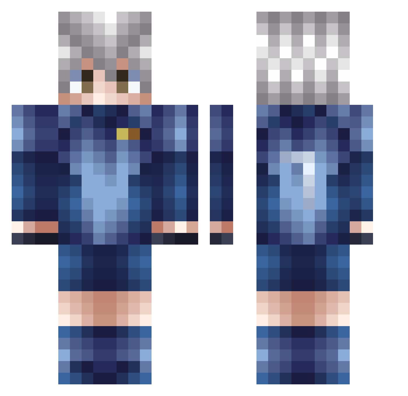 FiscalDasMiras Minecraft skin, front and back view