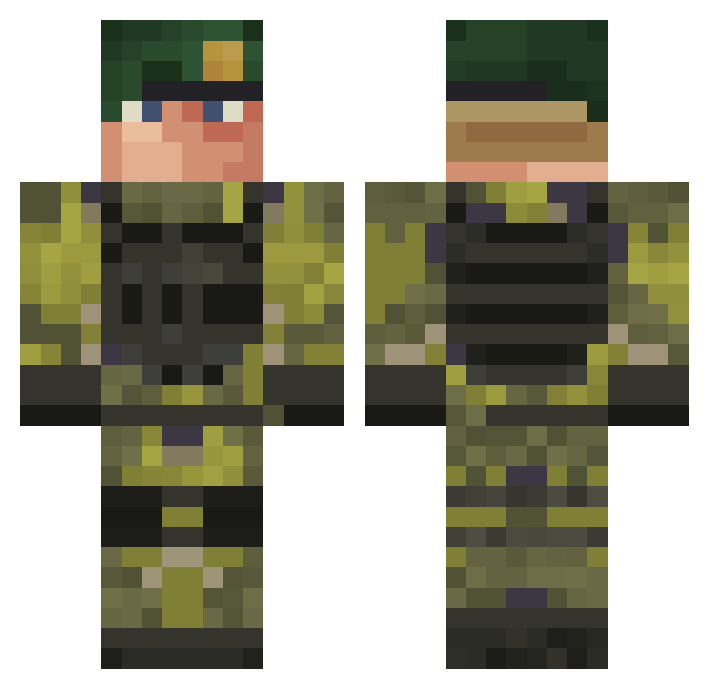 AmeralTheGeneral Minecraft skin, front and back view