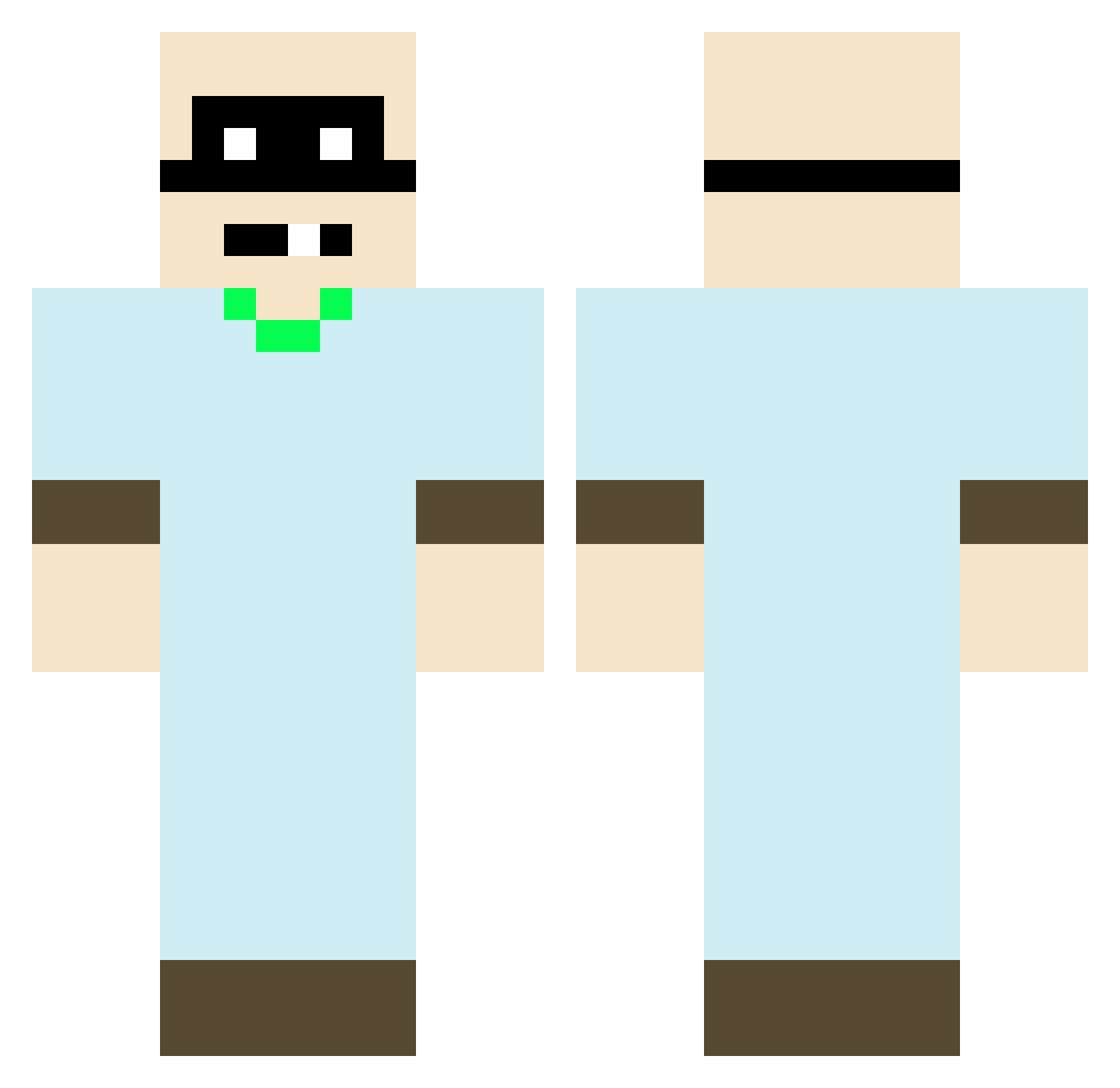 telemure Minecraft skin, front and back view