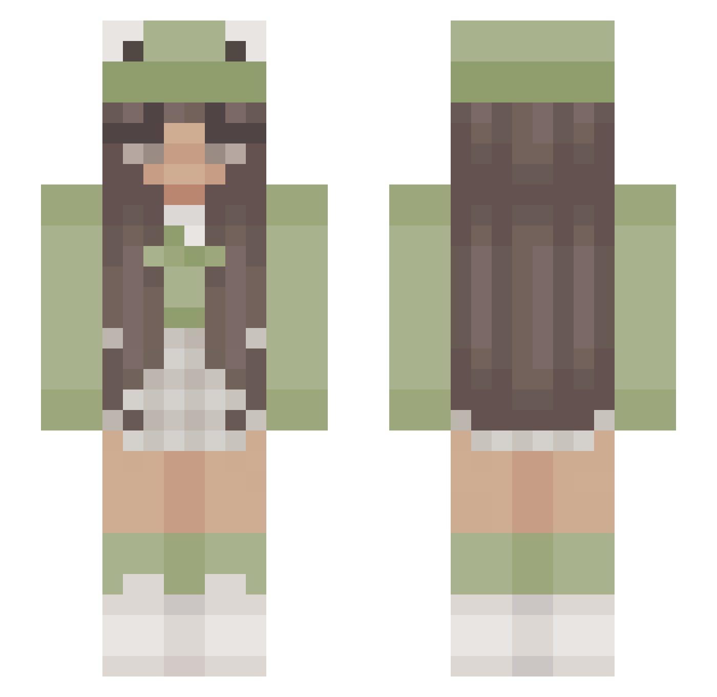 alliebees Minecraft skin, front and back view