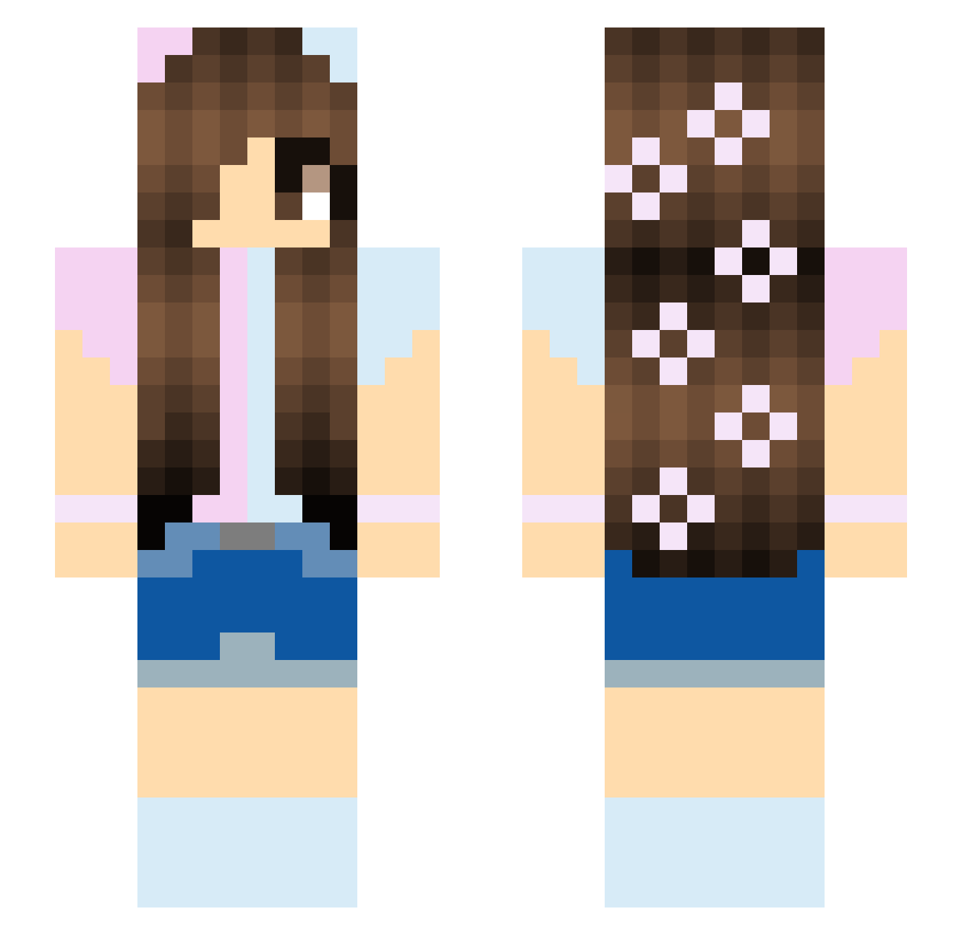 Rematerialized Minecraft skin, front and back view