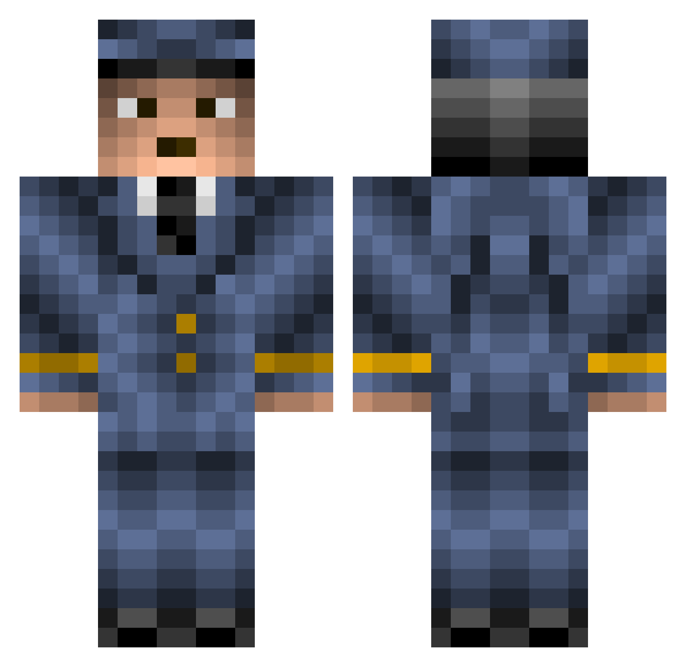 qudt Minecraft skin, front and back view