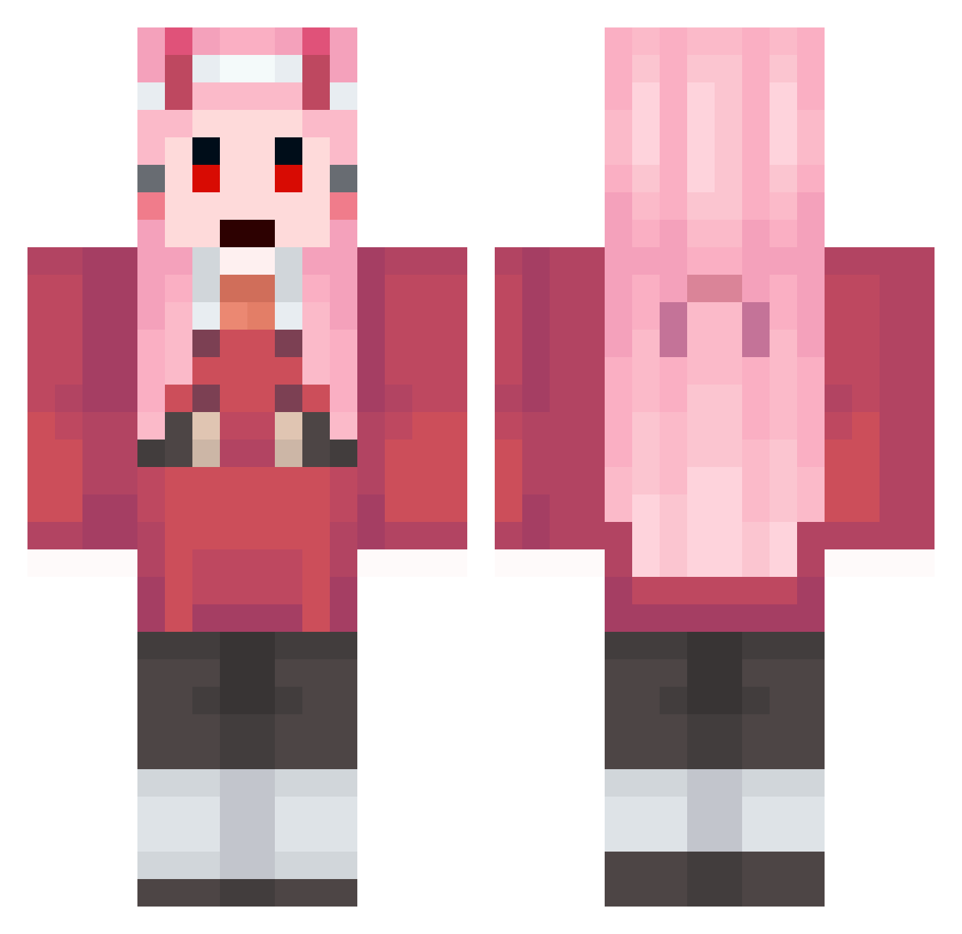 Weaboism Minecraft skin, front and back view