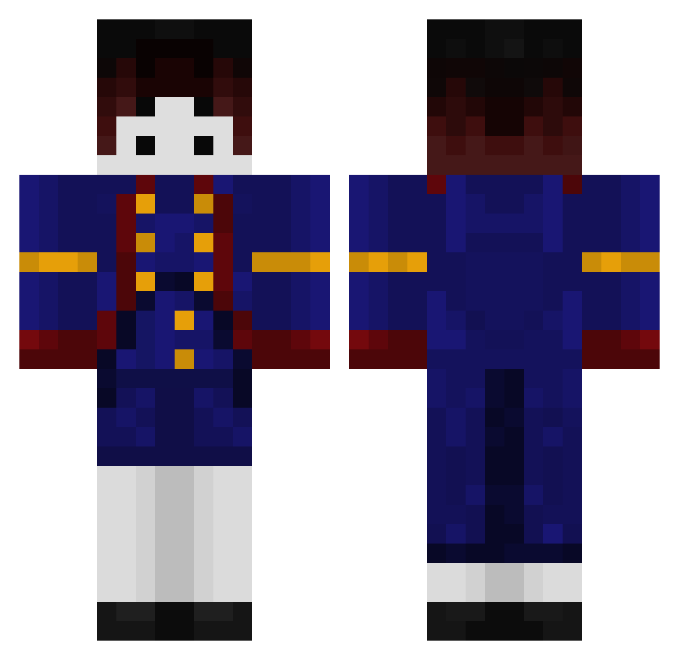 Calleko Minecraft skin, front and back view