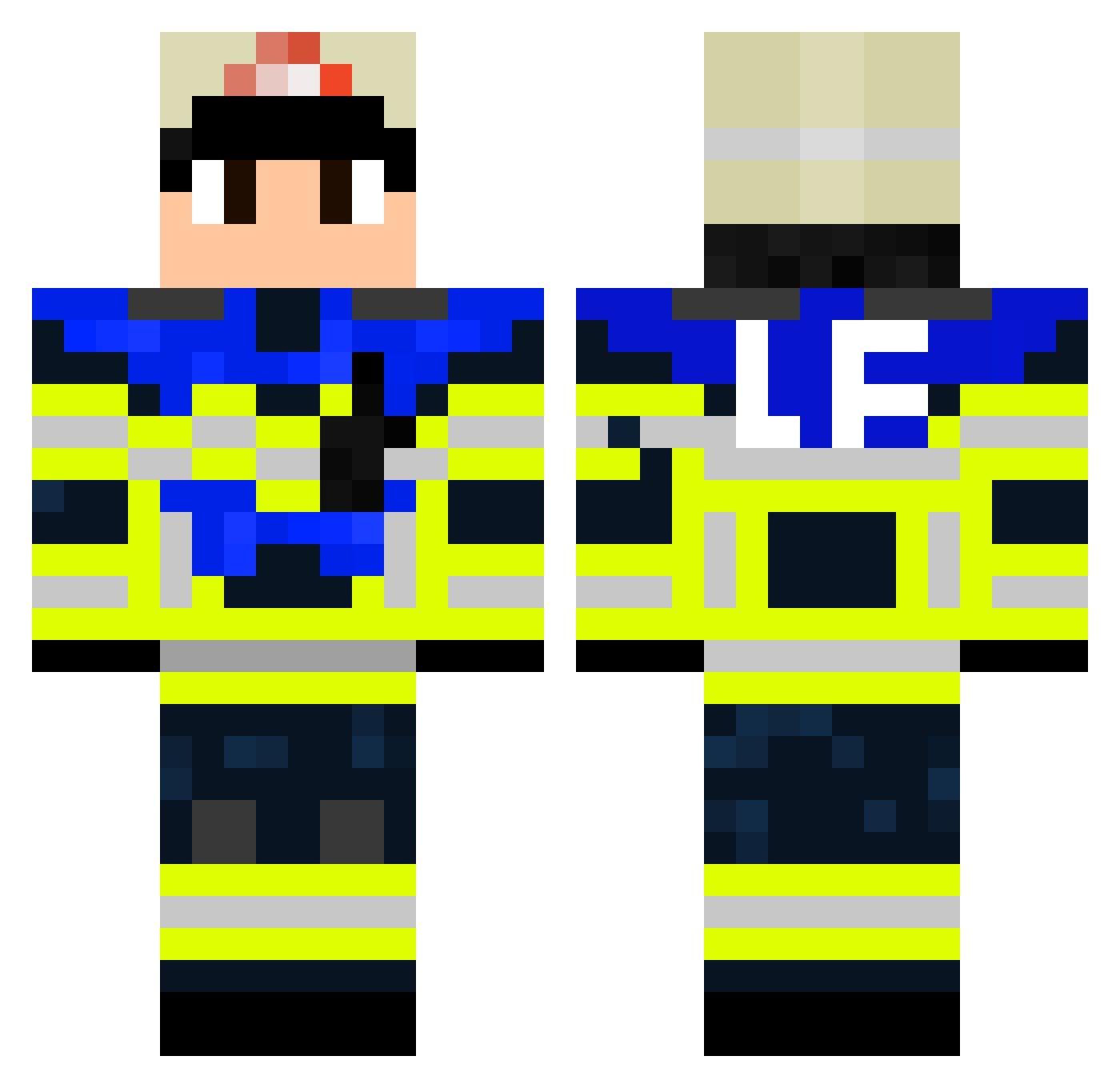Positox Minecraft skin, front and back view