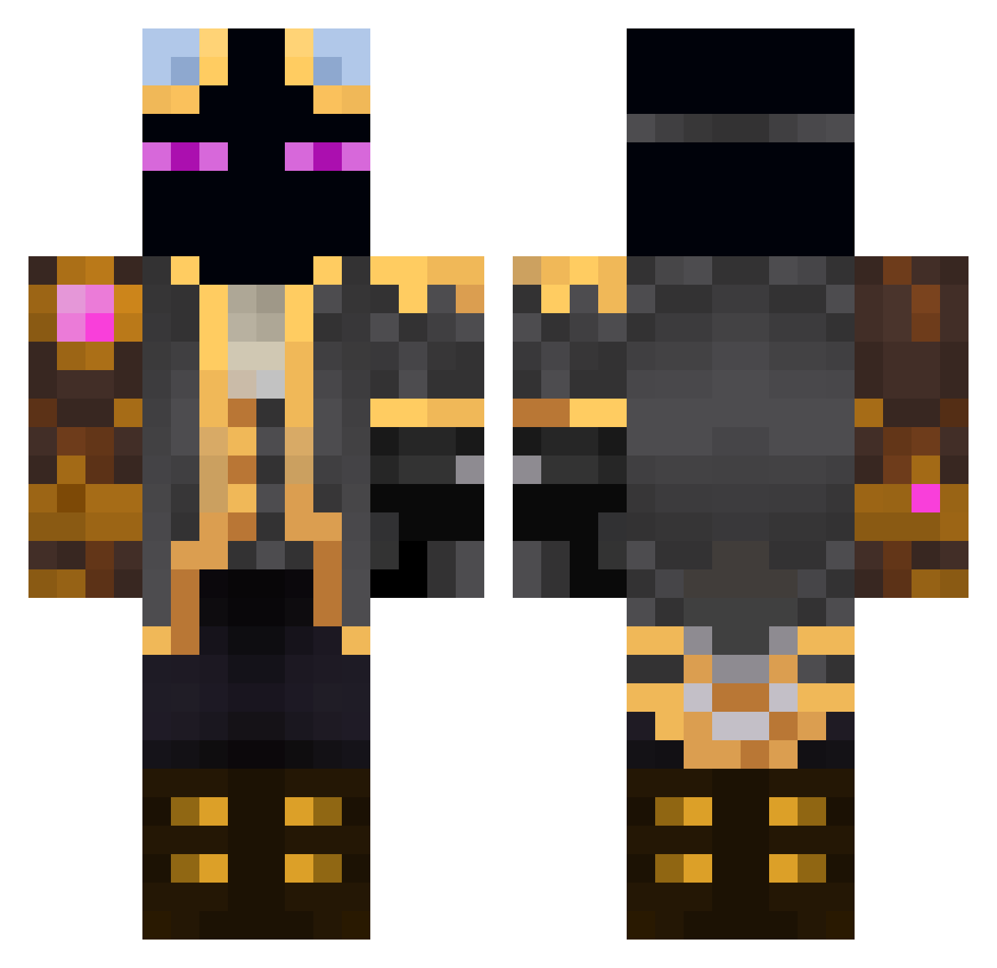 Ttjboys Minecraft skin, front and back view